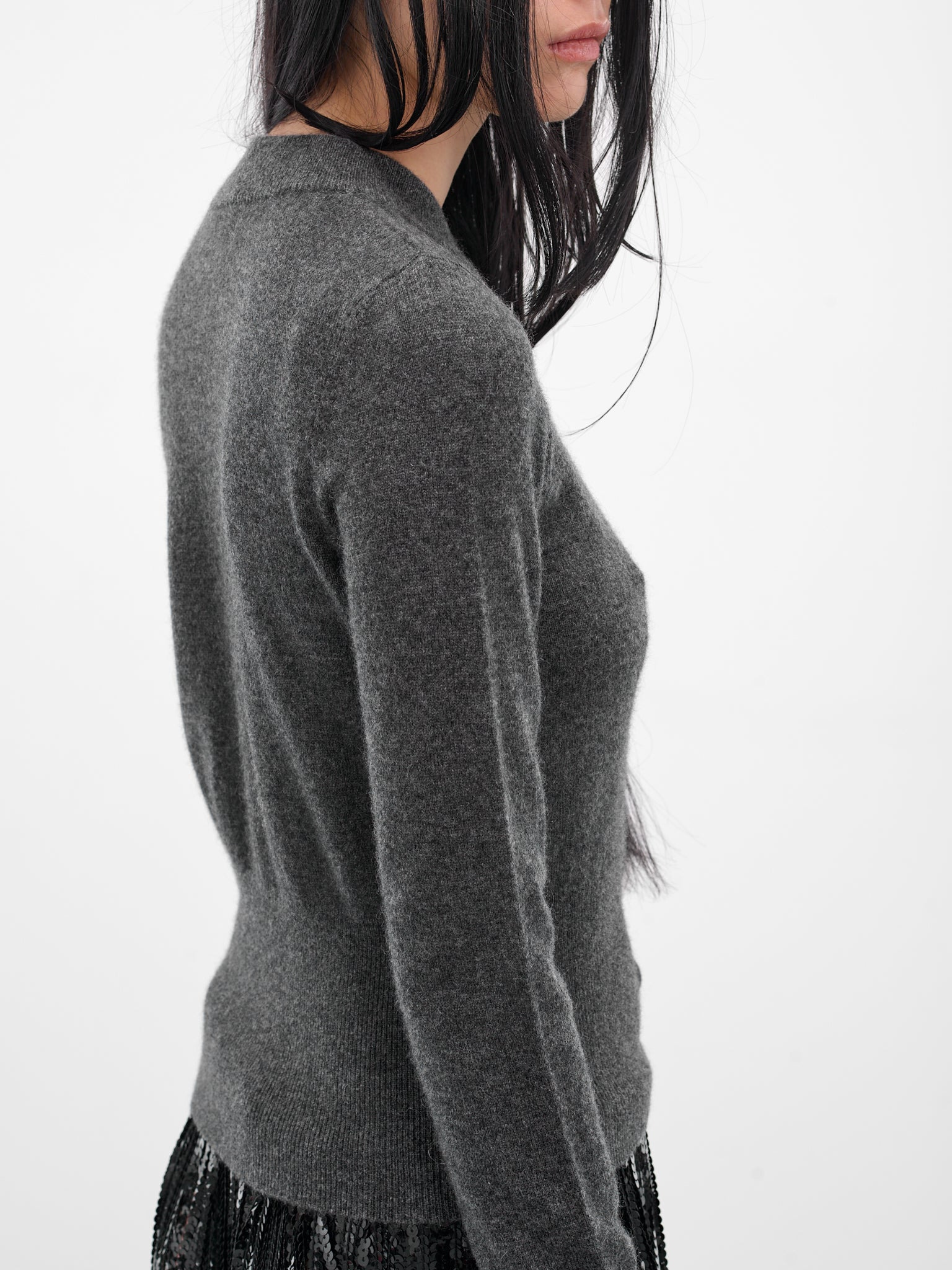 Gray Cashmere Slim Cardigan - 4