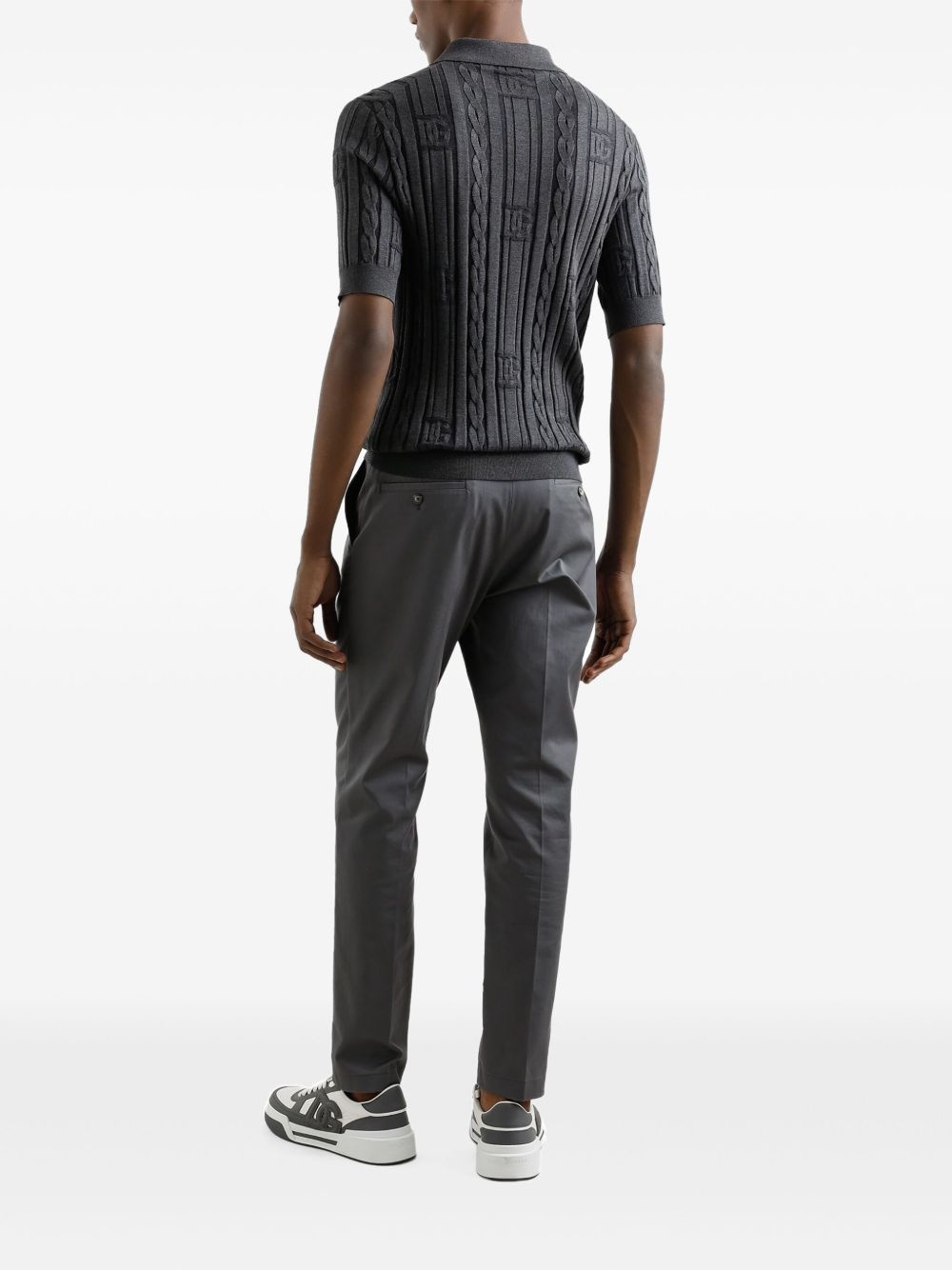 cable-knit effect polo shirt - 3