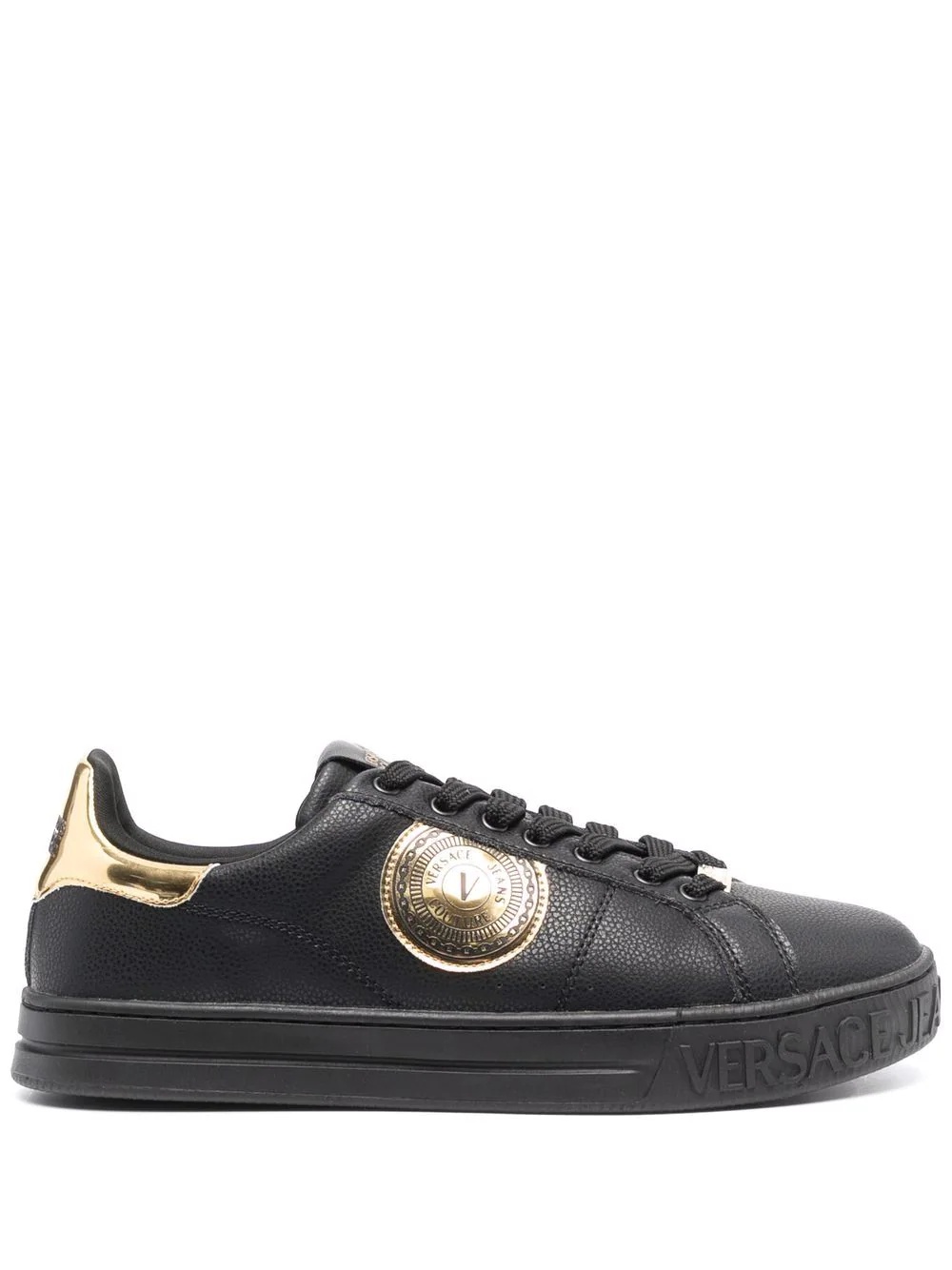 logo-patch leather trainers - 1