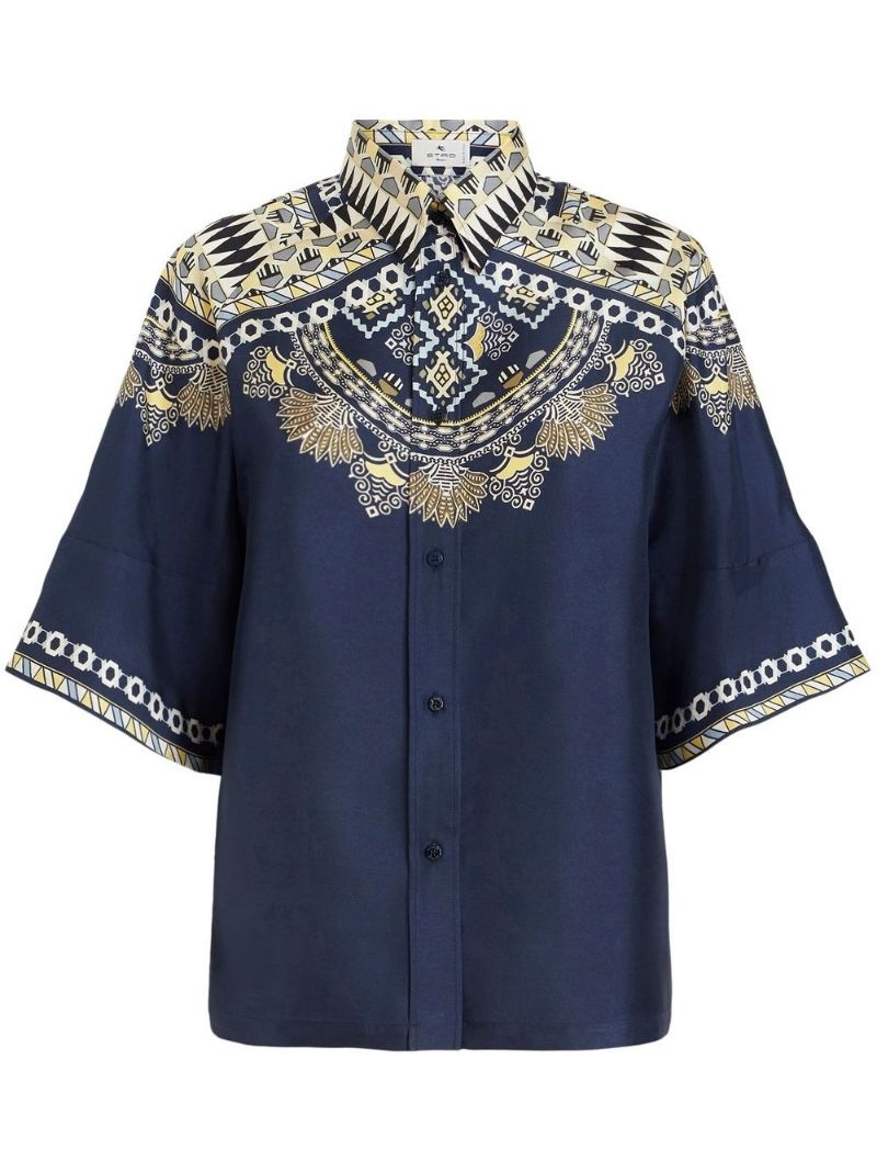 paisley-design silk shirt - 1