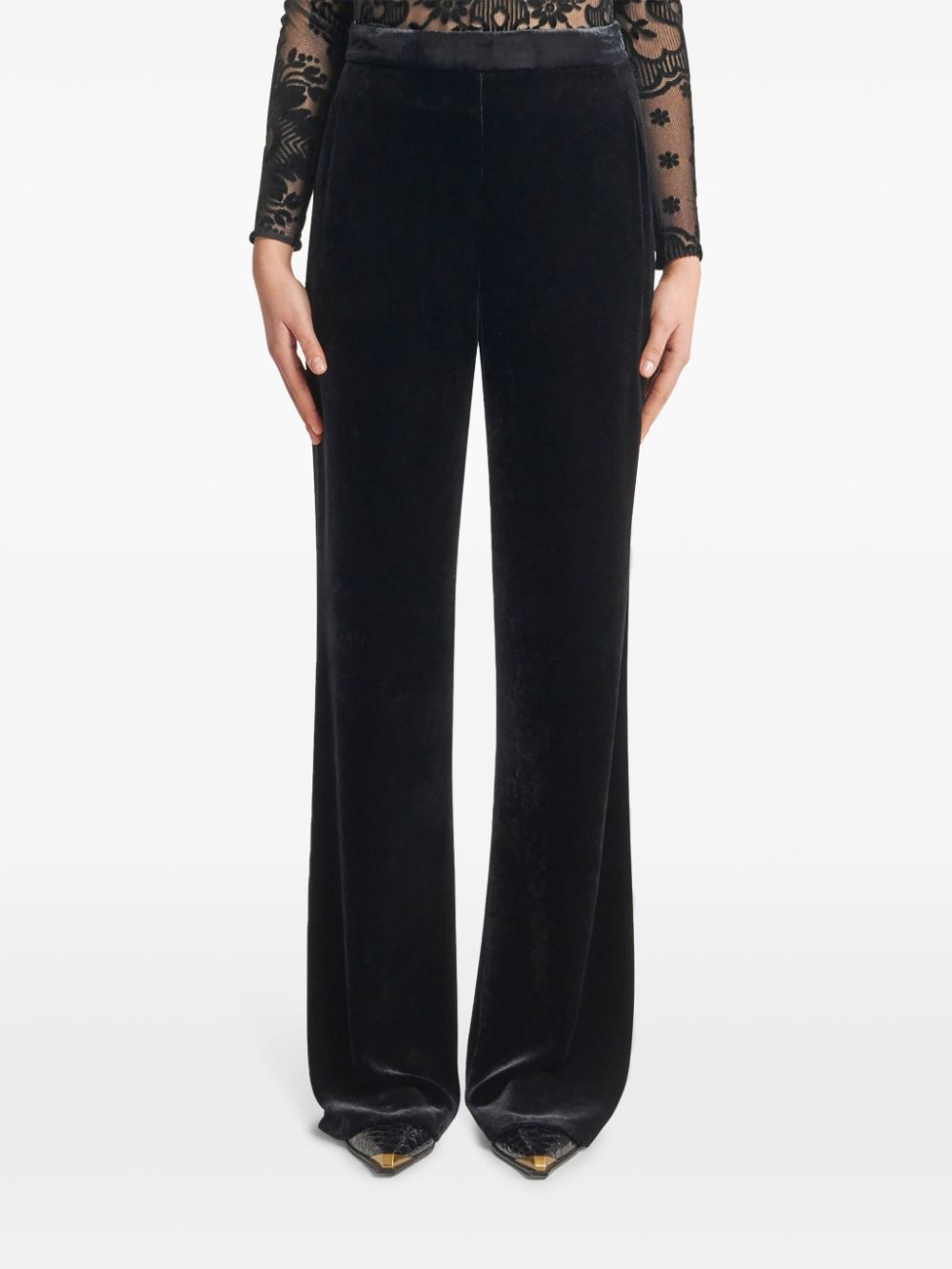 velvet palazzo trousers - 4
