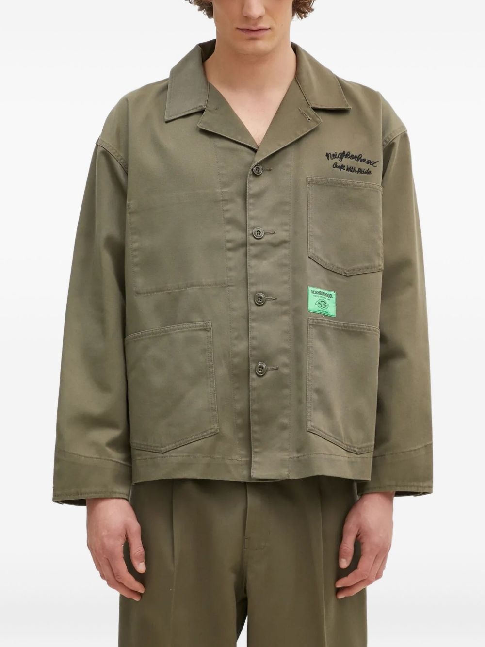 embroidered-logo patch-pocket jacket - 2