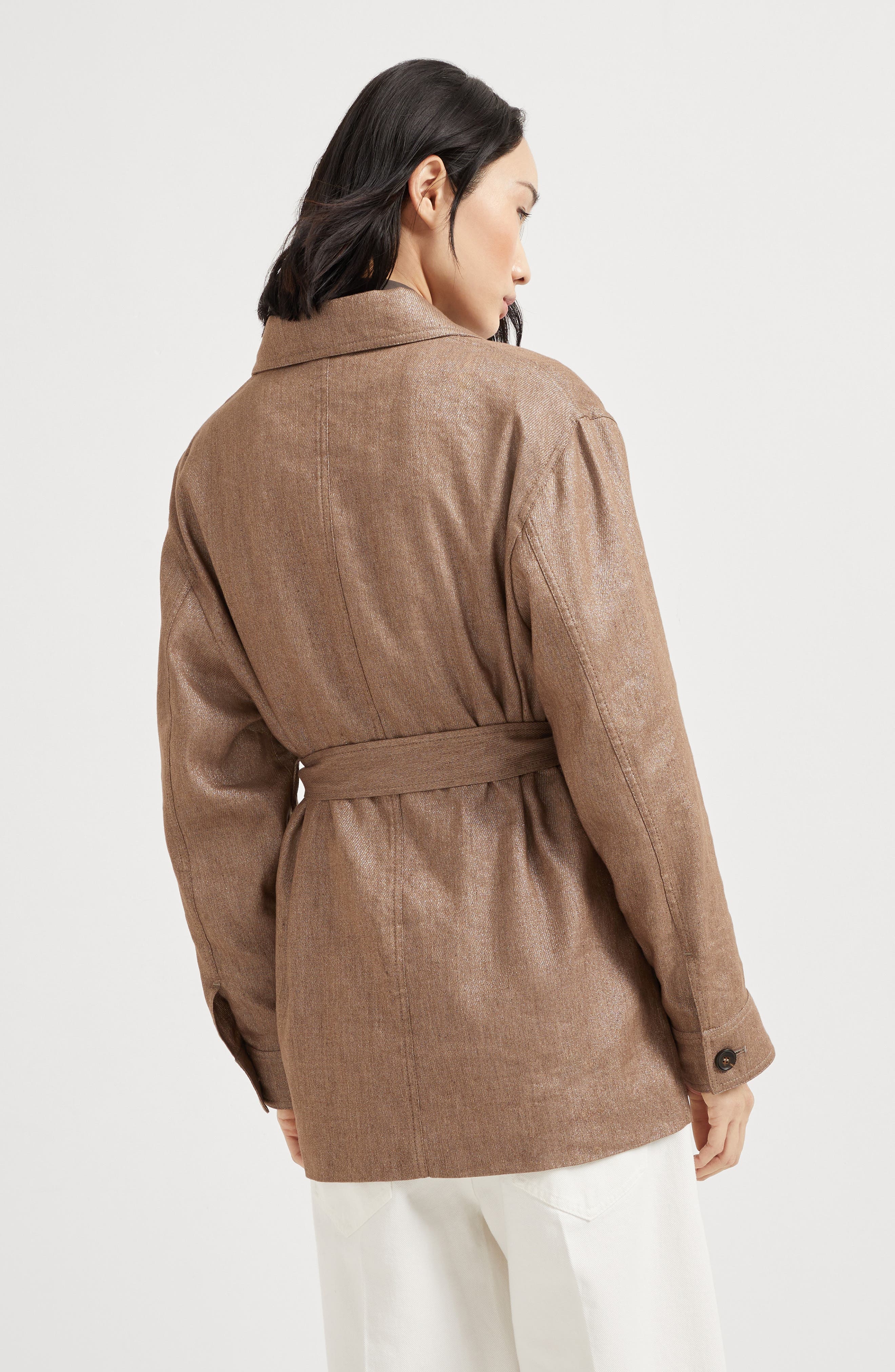Brunello Cucinelli Sparkling twill Safari jacket in Hazelnut at Nordstrom - 3