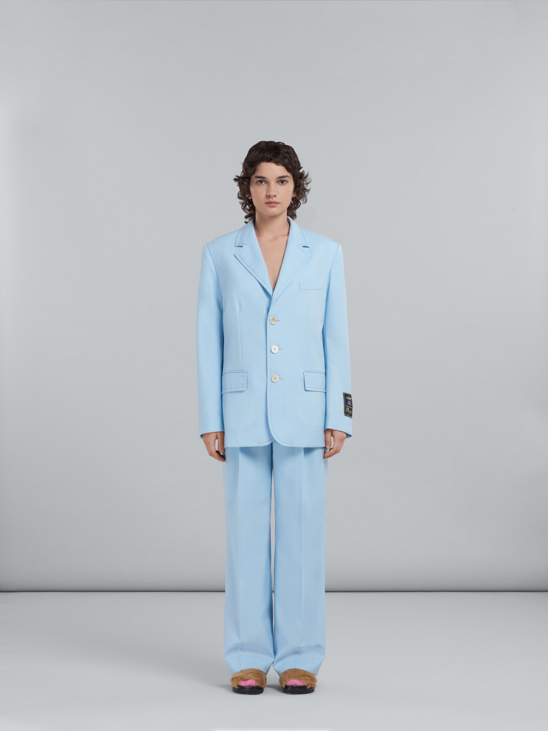 LONG BLAZER IN LIGHT BLUE TROPICAL WOOL - 2