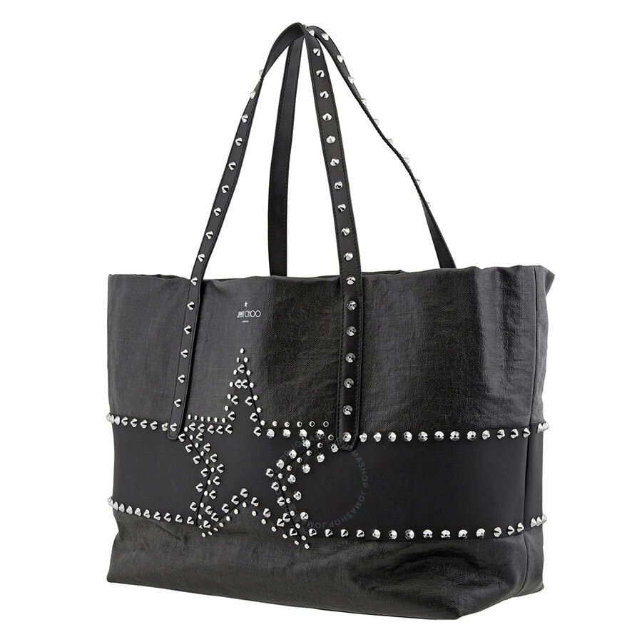 Jimmy Choo Pimlico Star Studded Leather Tote Bag In Black - 6