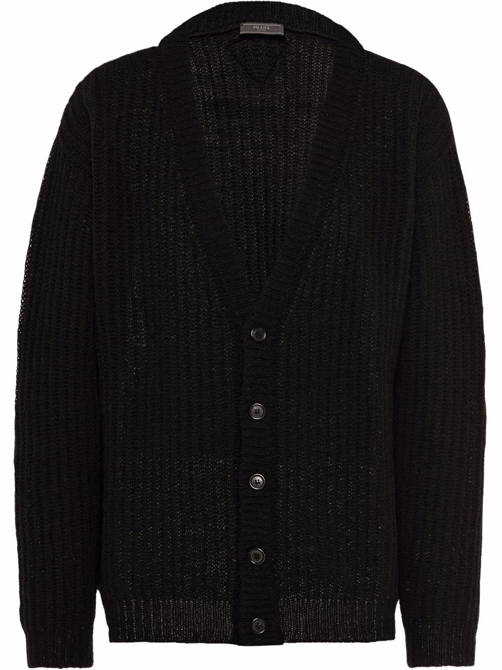 Shetland wool ribbed V-neck cardigan - 1