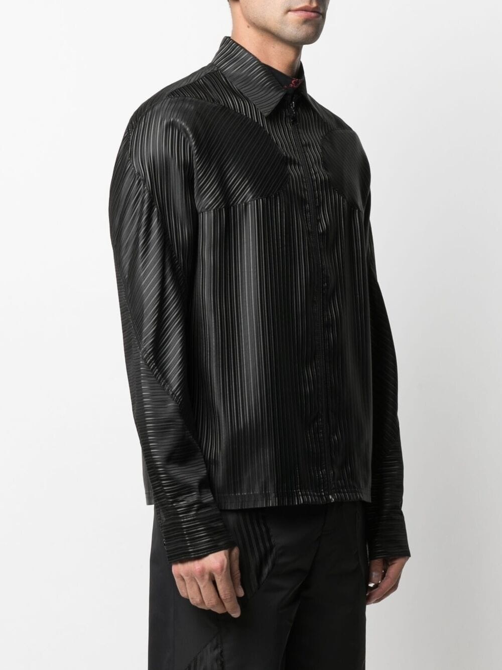 stripe-print  shirt jacket - 3
