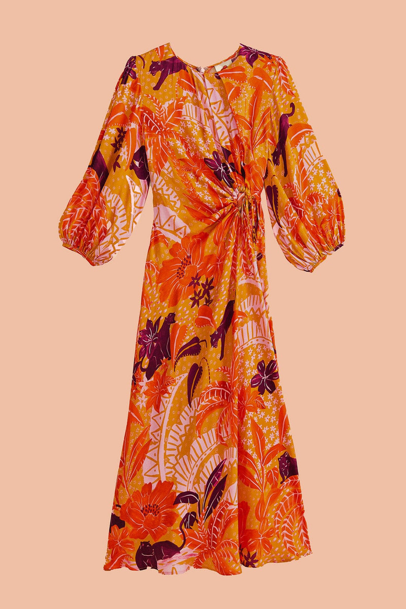 Beige Jungle Panther Lenzing™ Ecovero™ Viscose Midi Dress 7