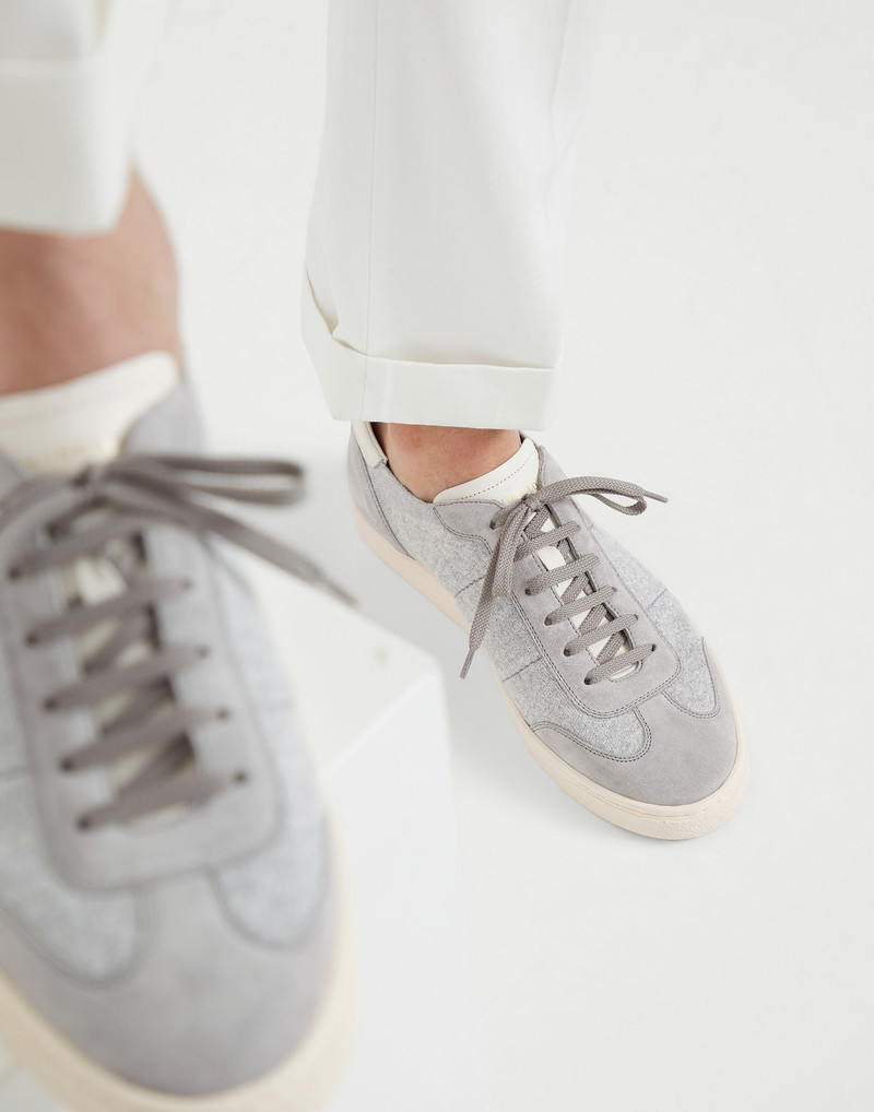 Cotton knit, washed suede and soft calfskin sneakers 4