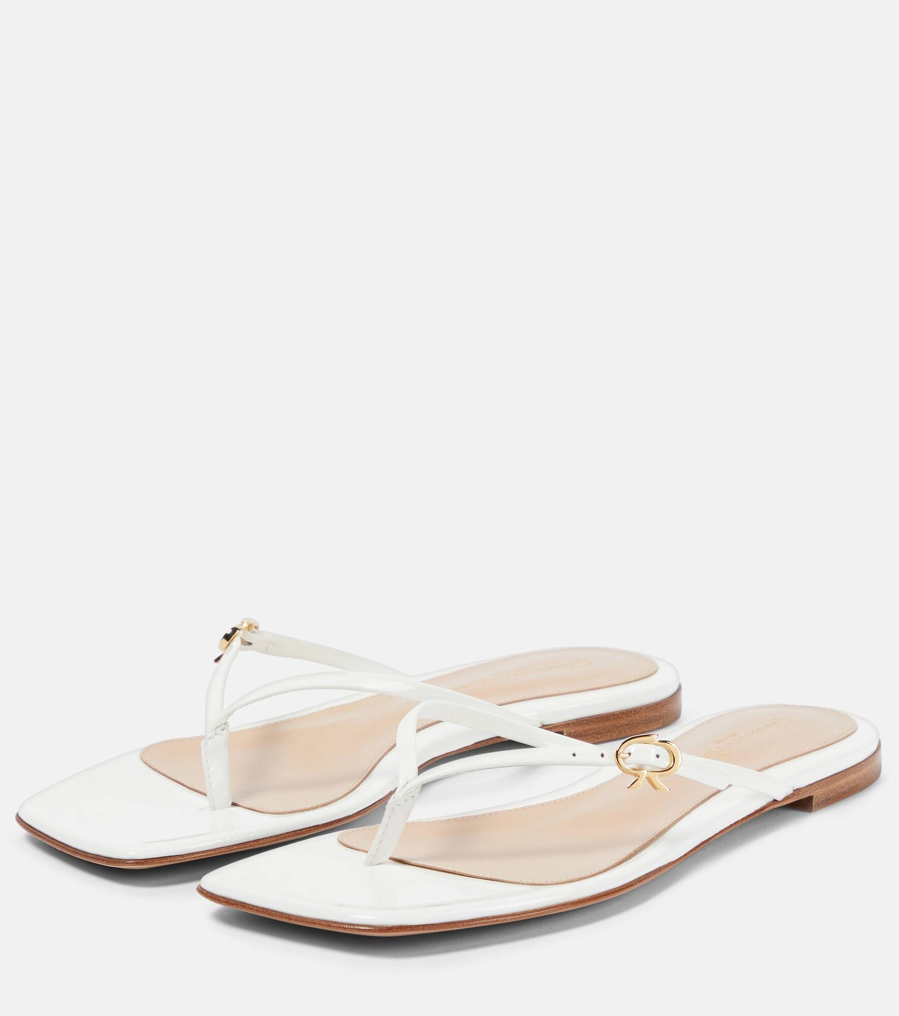 Patent leather thong sandals - 5
