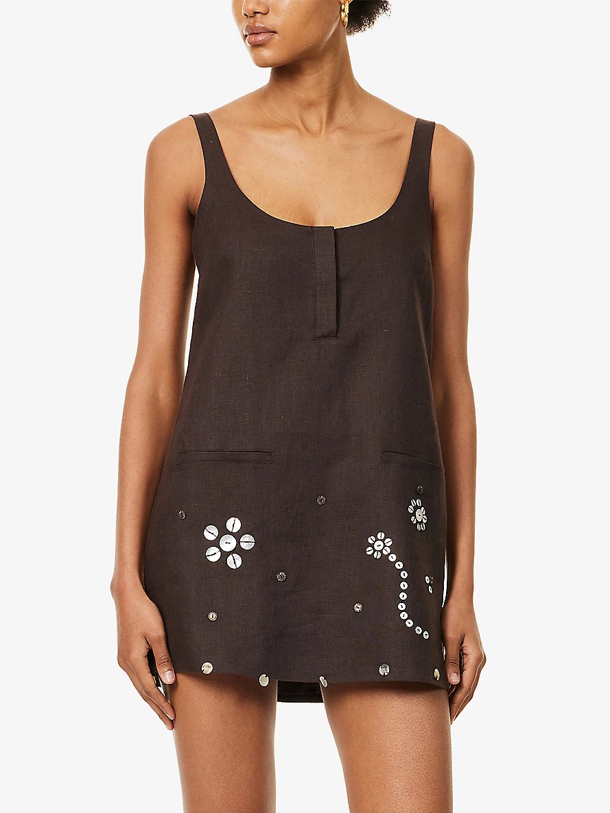 Alites Embellished Linen Mini Dress - 3
