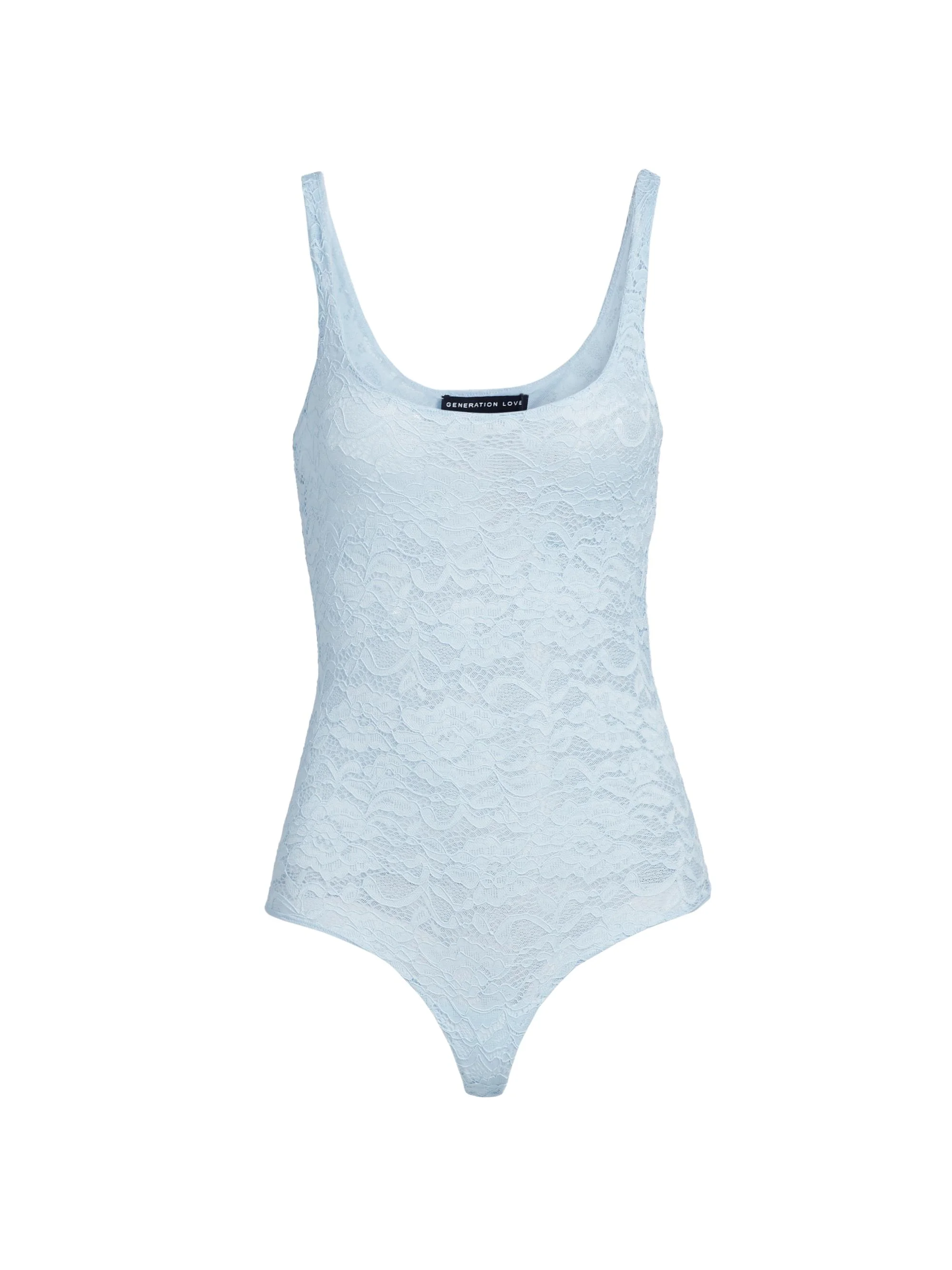 Women's Gigi Floral Lace Scoopneck Bodysuit - Powder Blue - 1