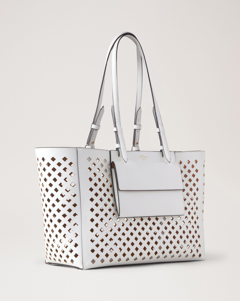 Perforated Tote White Perforated Leather 3