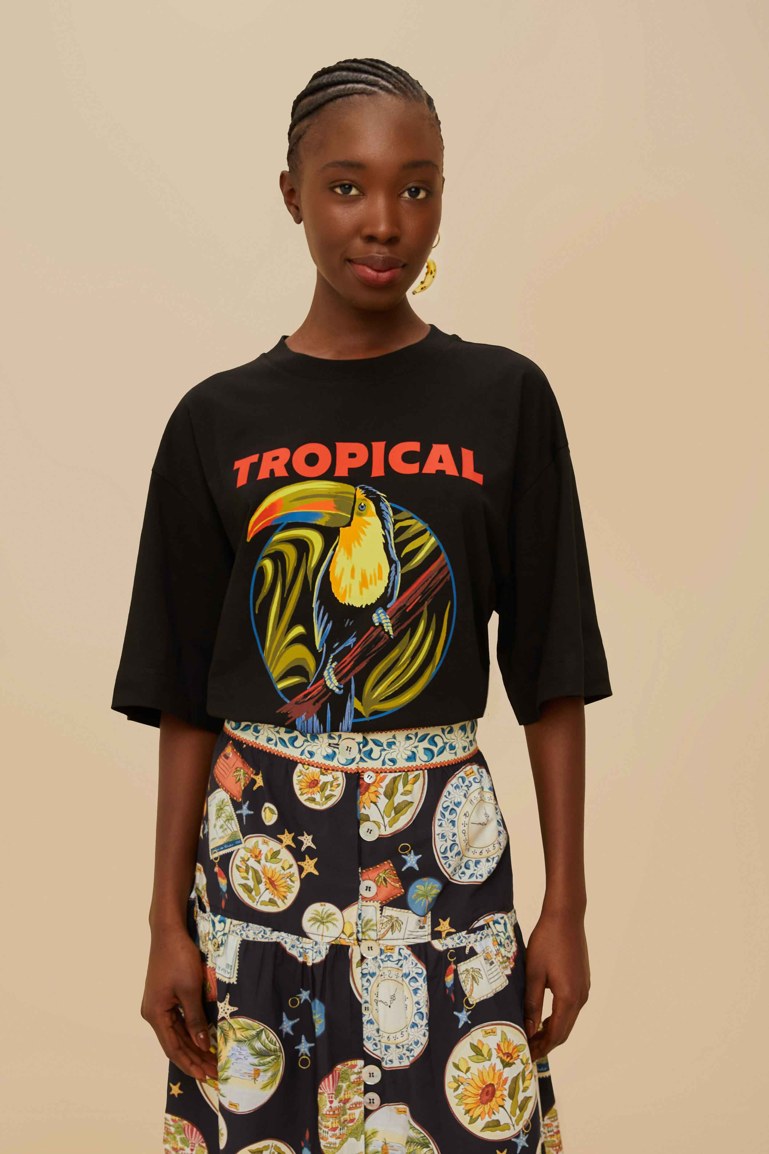Black Tropical Organic Cotton T-Shirt - 4