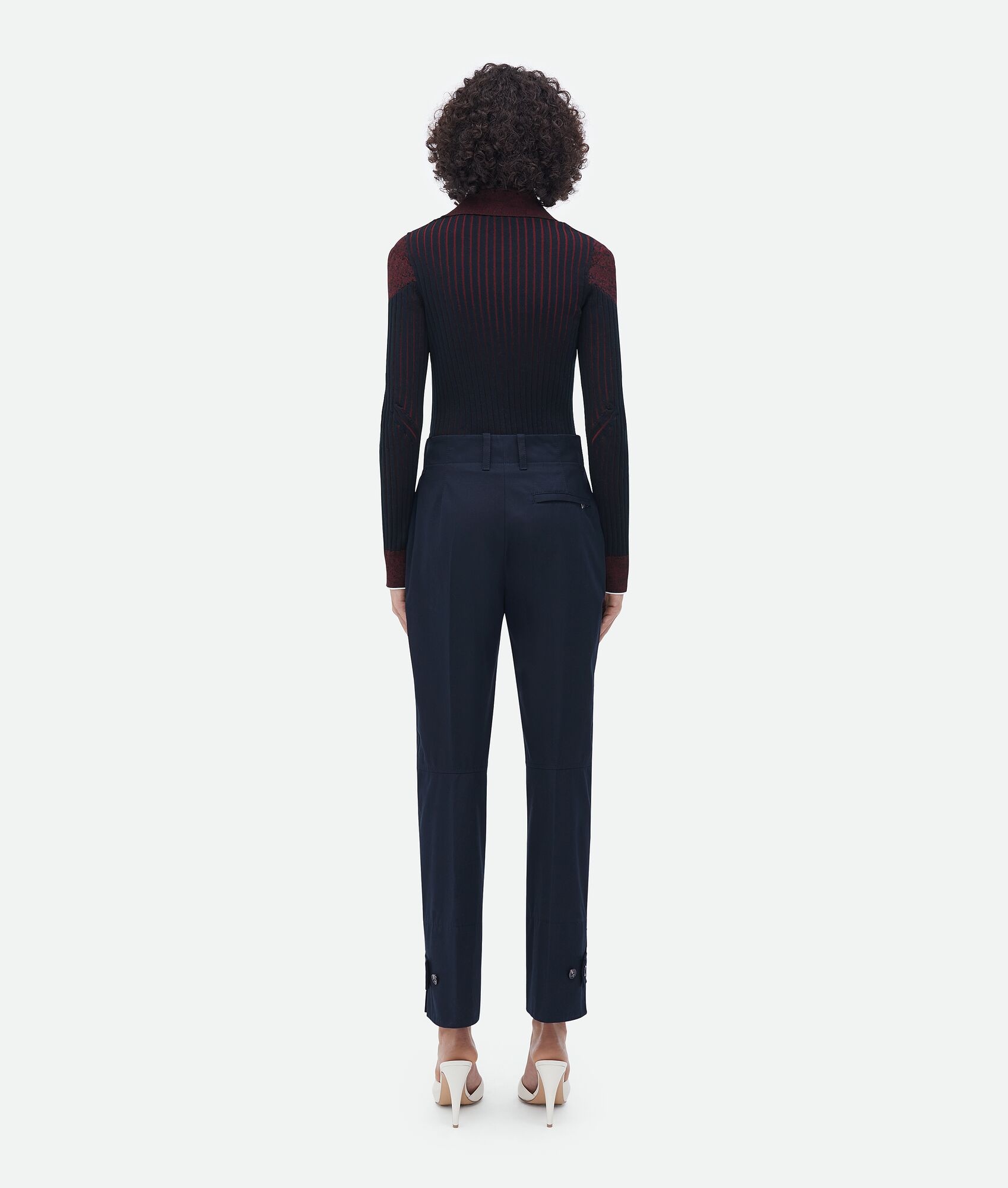 slim leg cotton twill pants - 3
