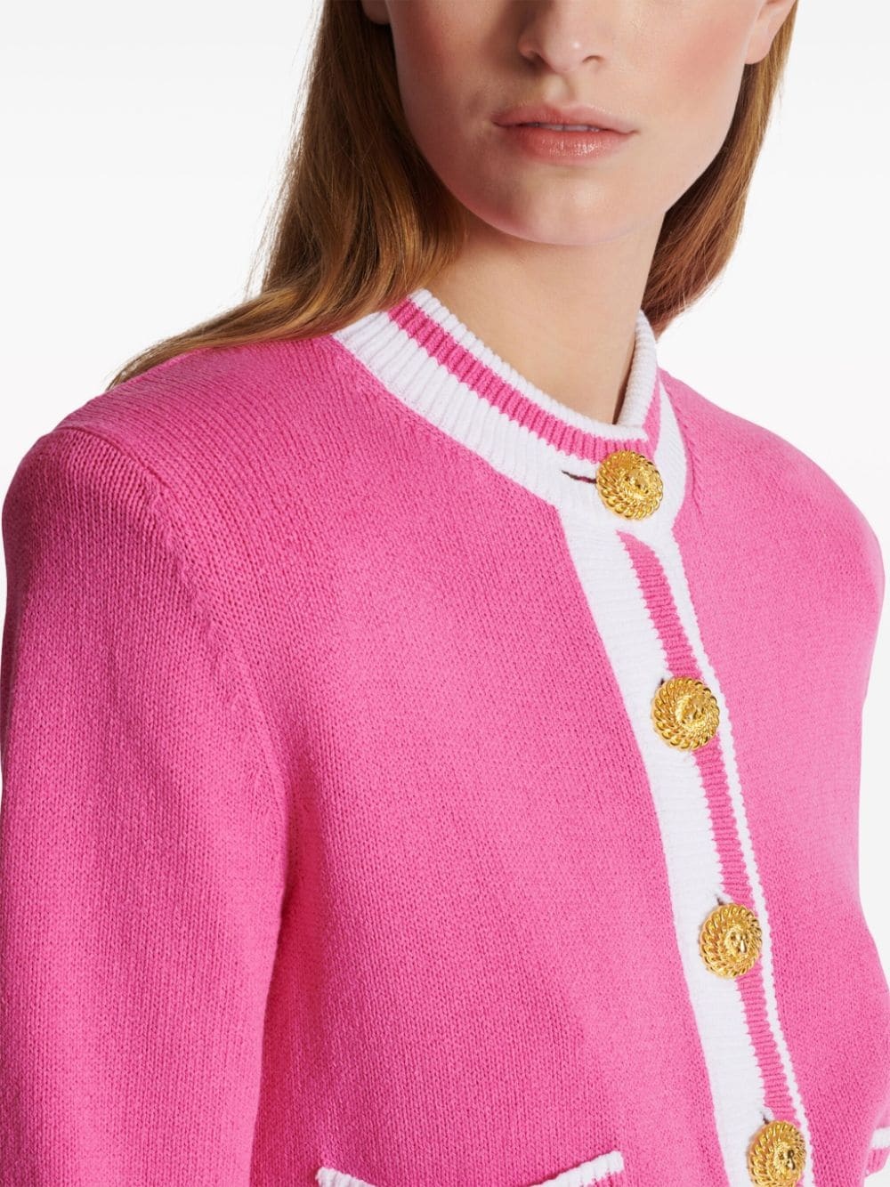 embroidered-logo knit cardigan - 6