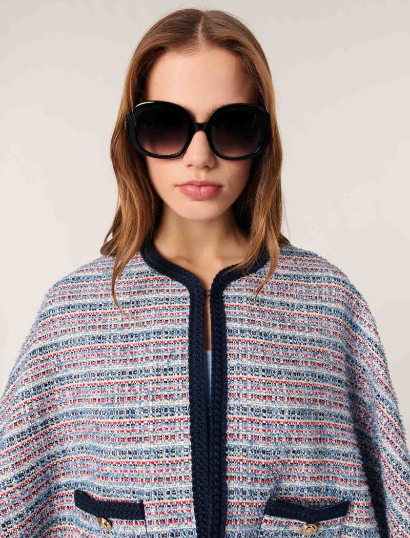 Tweed cape with contrasting trim 6