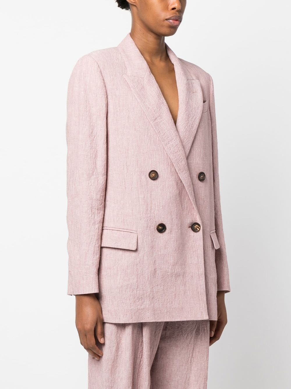 double-breasted linen blazer - 3