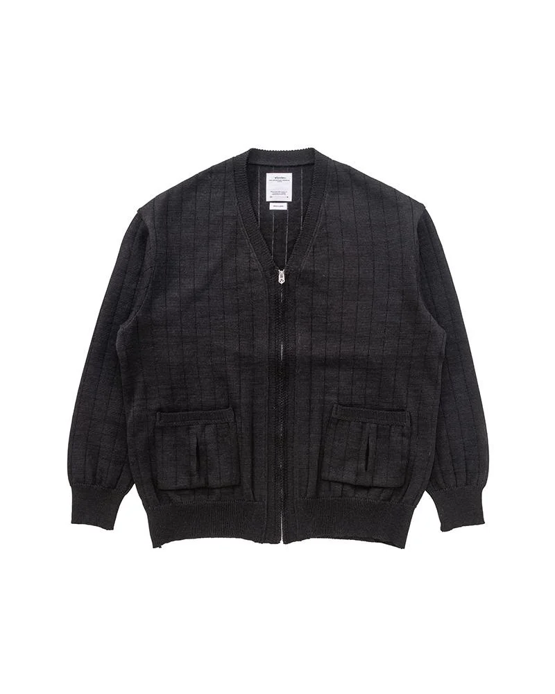 KNIT ZIP CARDIGAN BLACK - 1
