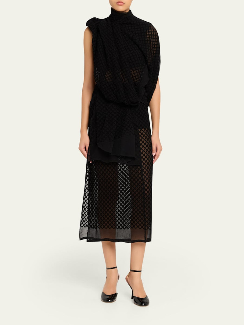 diotima Mayor Draped Open-Back Silk Midi Dress outlook