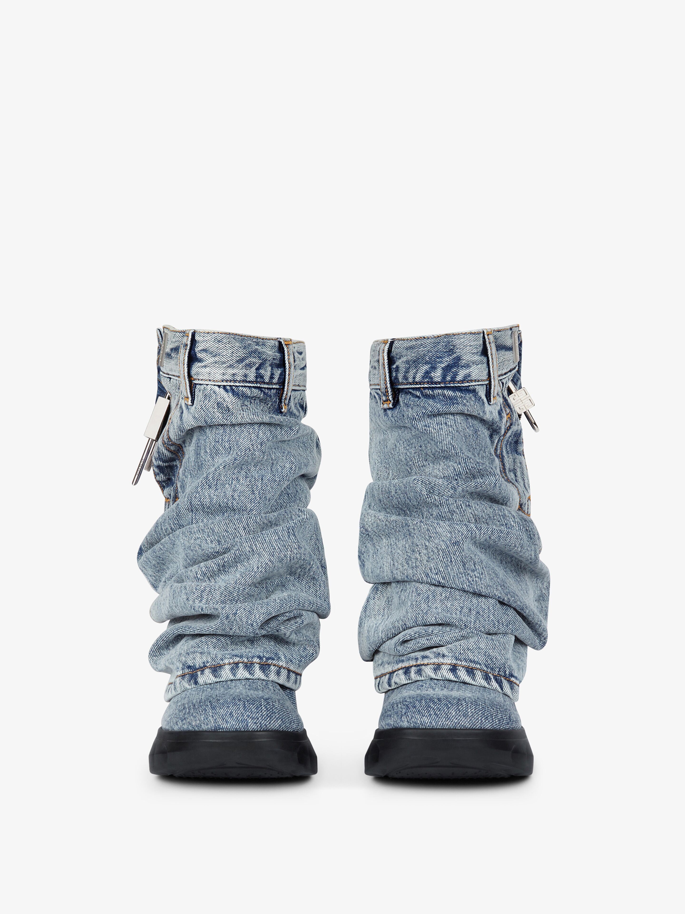 SHARK LOCK BIKER ANKLE BOOTS IN JEANS - 2