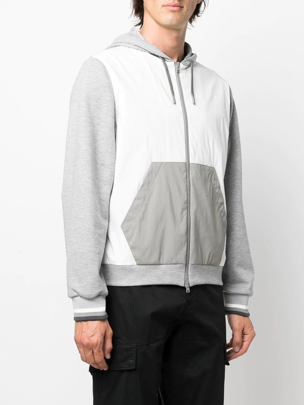 colour-block hooded jacket - 3