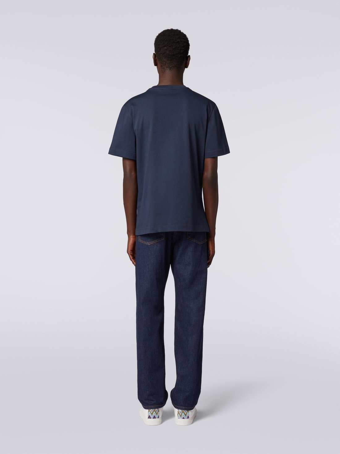 Crew-neck cotton T-shirt with embroidery and logo - 4