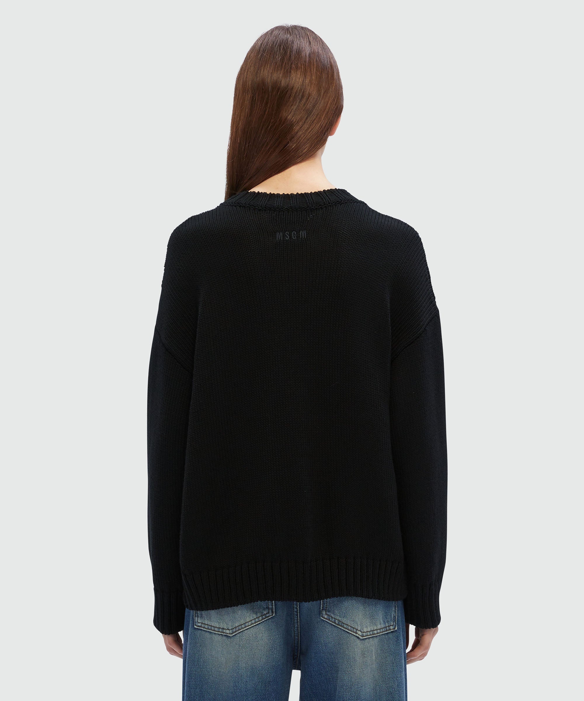 Black cotton sweater with "La Vedetta" motif - 3