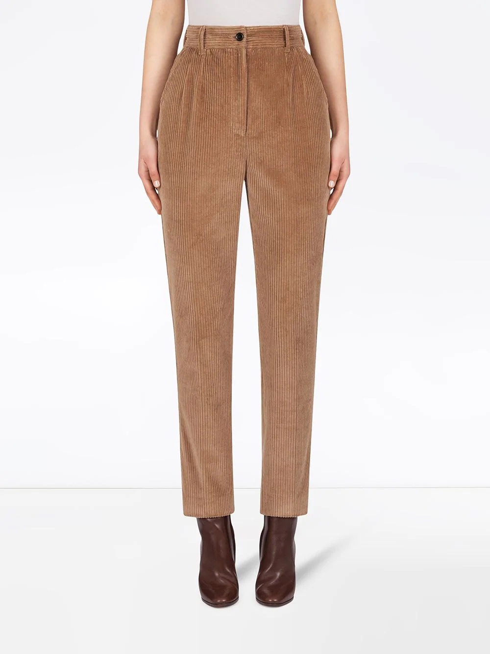 corduroy high-waisted tapered trousers - 3