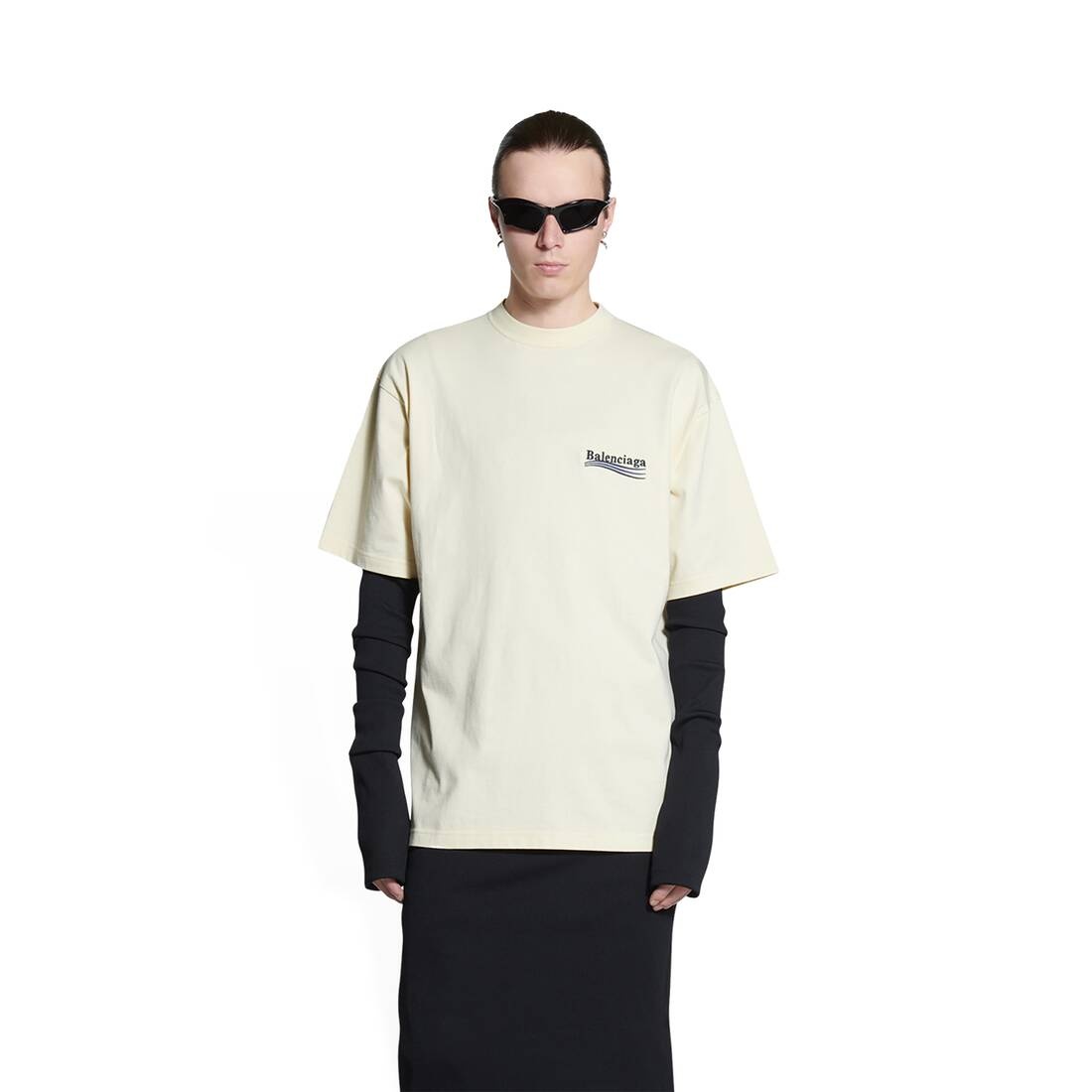 BALENCIAGA Men's Political Campaign T-shirt Large Fit in Off