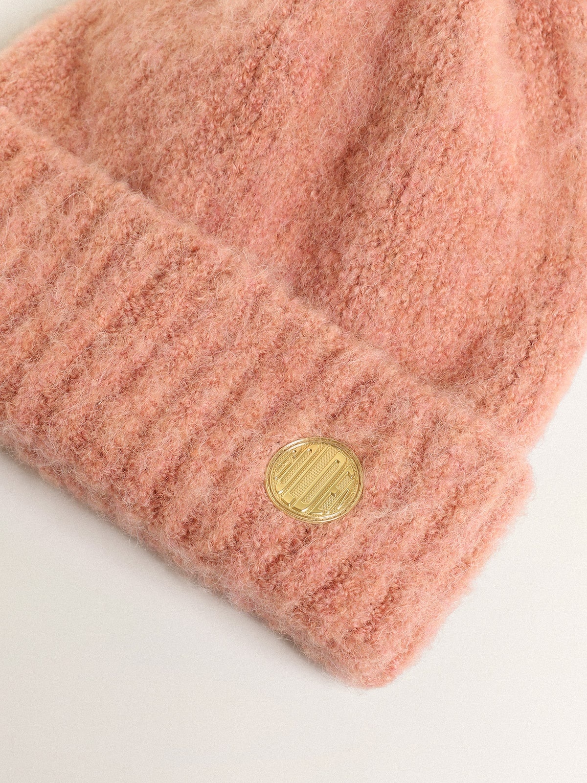 Pale pink wool beanie with pompom - 2