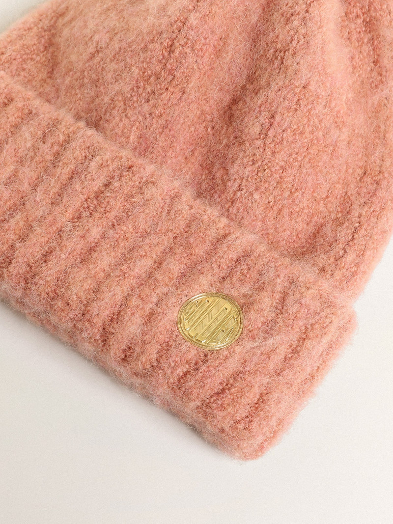 Golden Goose Pale pink wool beanie with pompom outlook