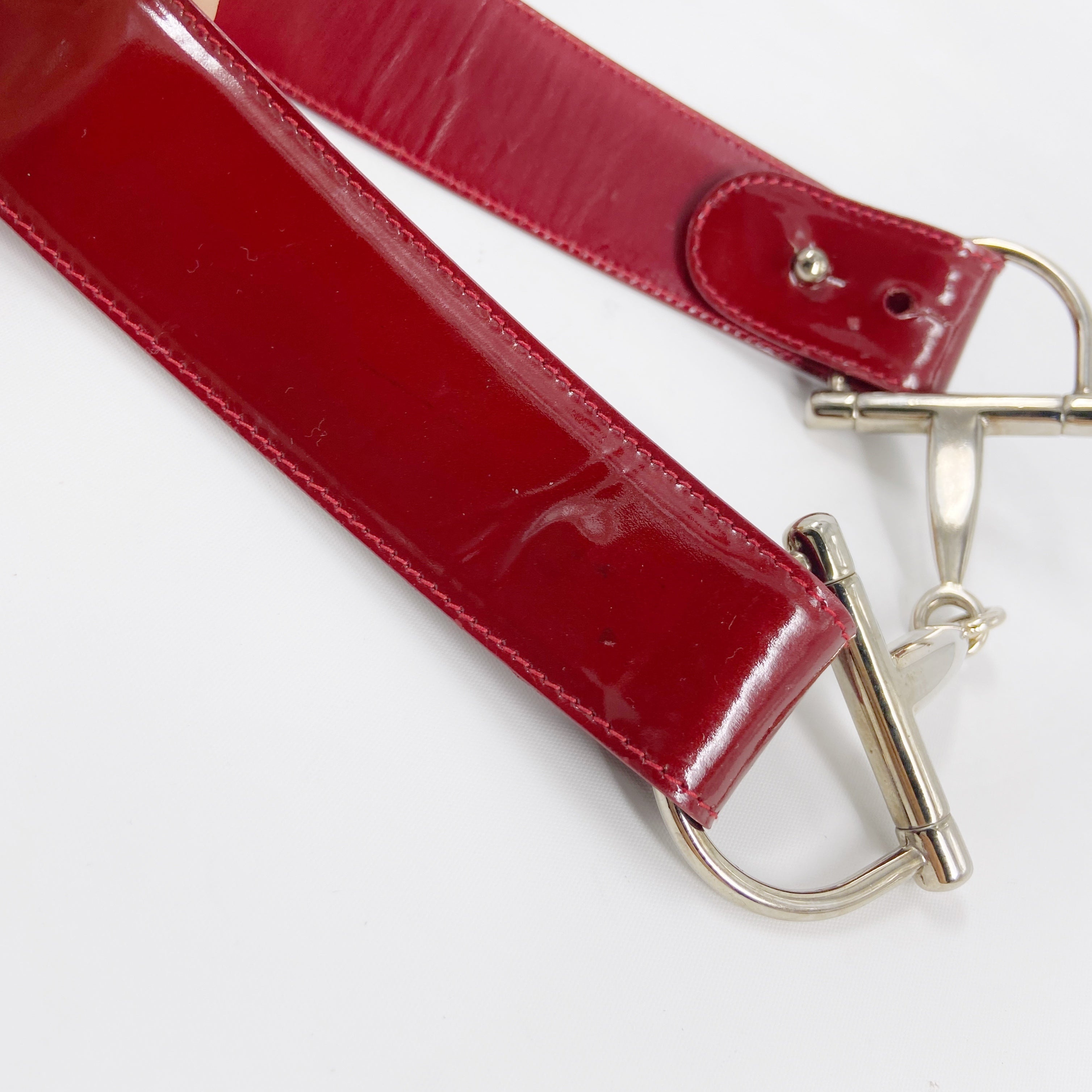 Gucci Fall 1995 Tom Ford Red Horsebit Patent Leather Belt 28 - 12