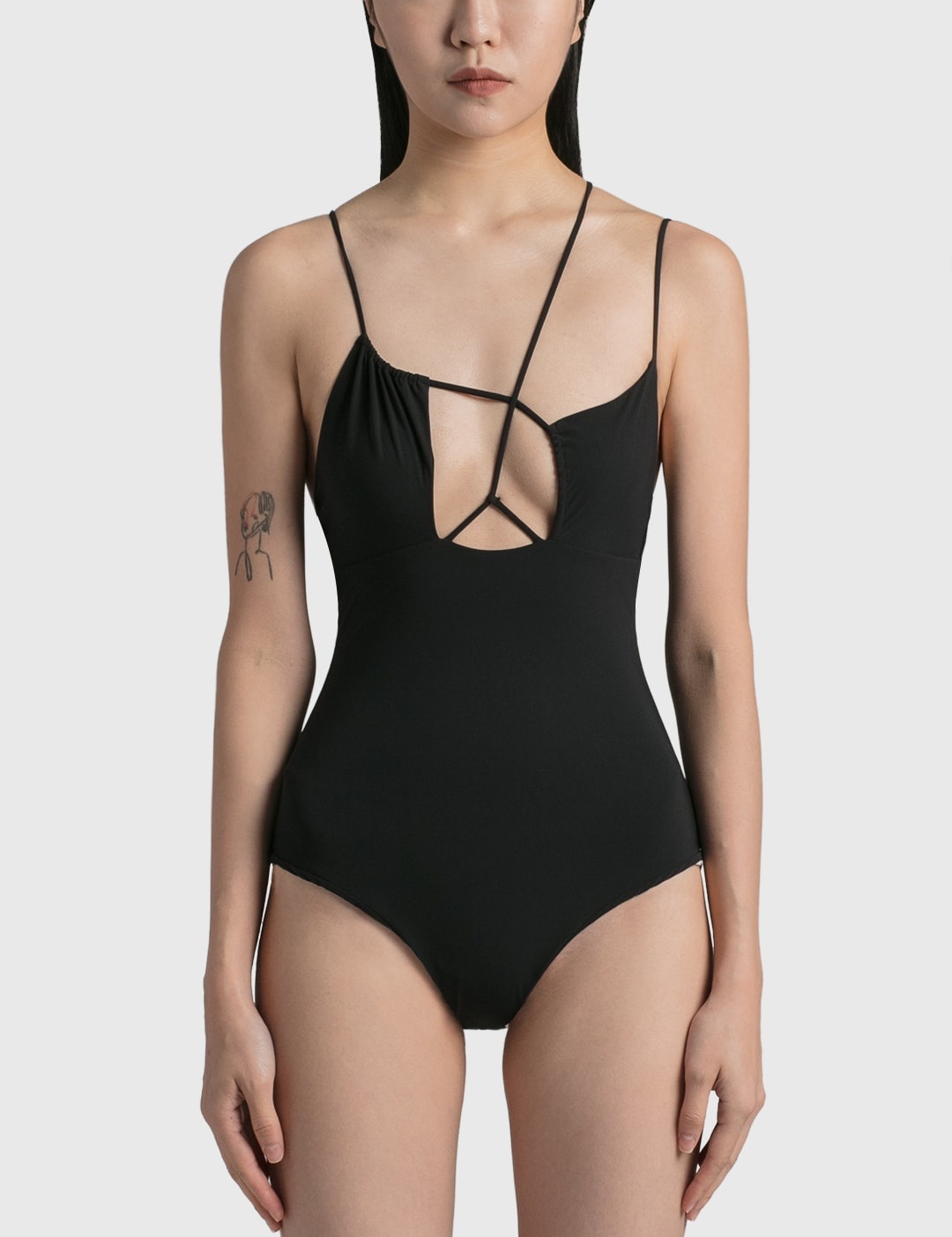 ASYMMETRIC DRAPED BRA SWIMSUIT - 1