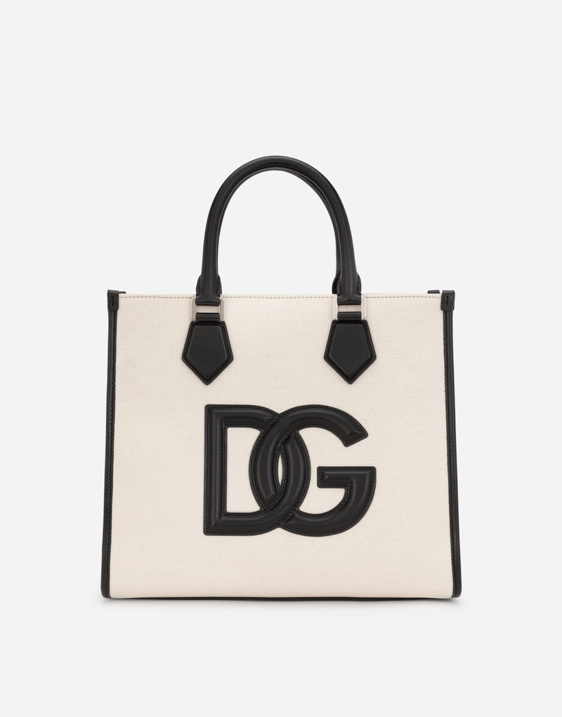 Canvas shopper with calfskin nappa details 1