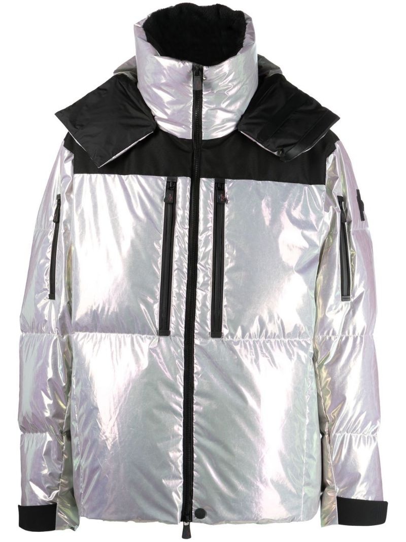 metallic padded-design jacket - 1