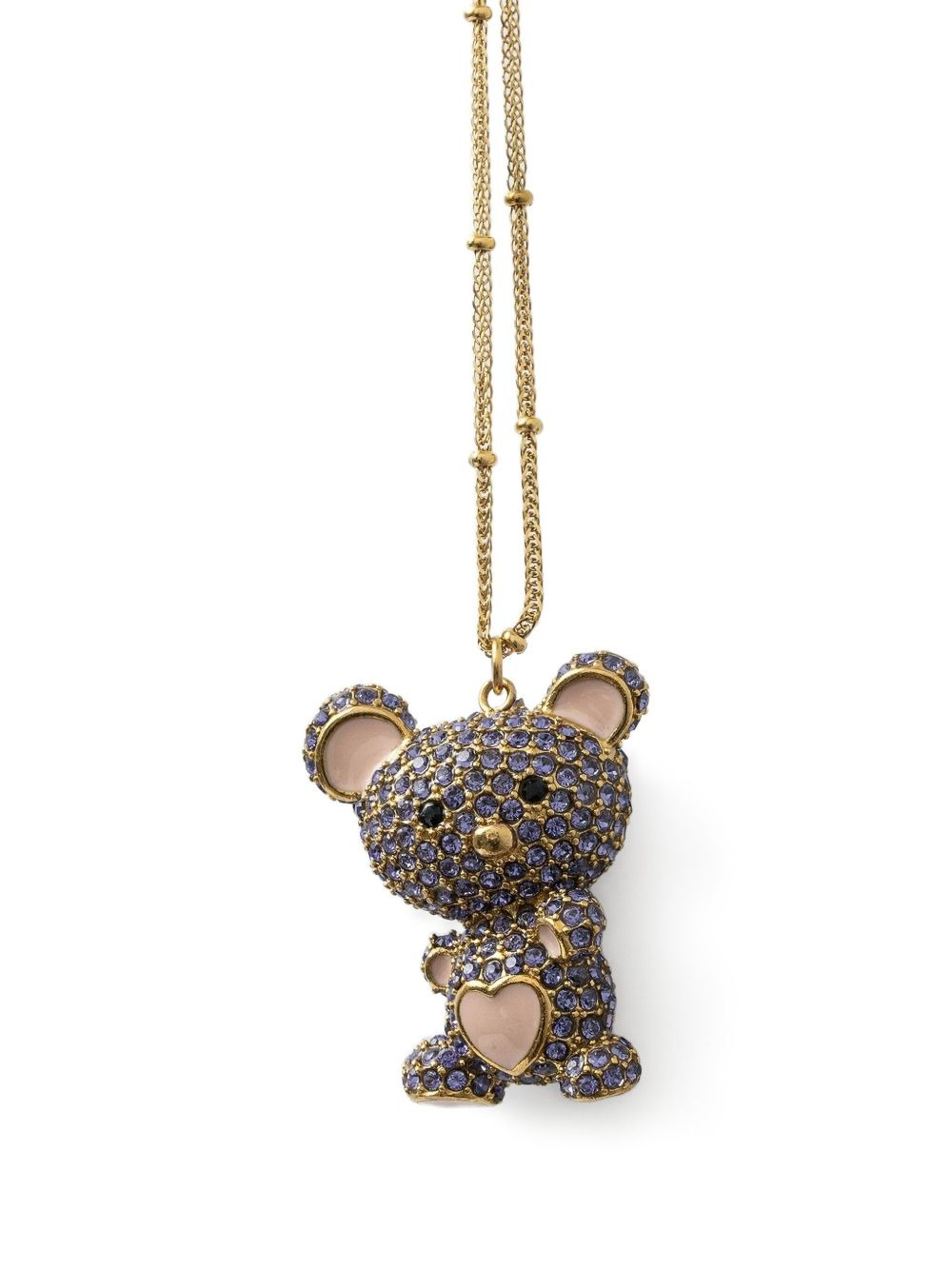 teddy-bear charm crystal-embellished necklaces - 2