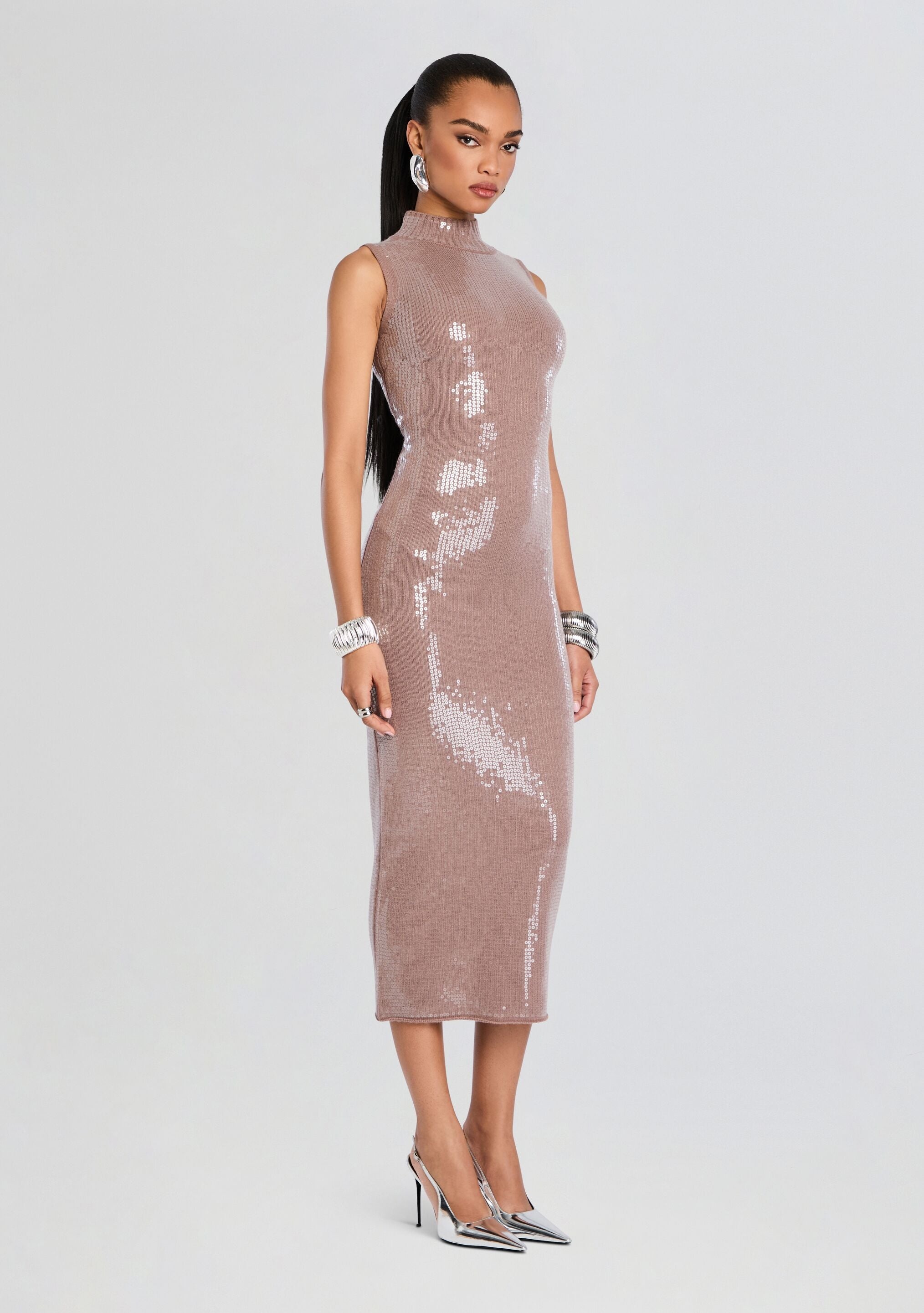 DOVE SEQUIN KNIT DRESS - 3