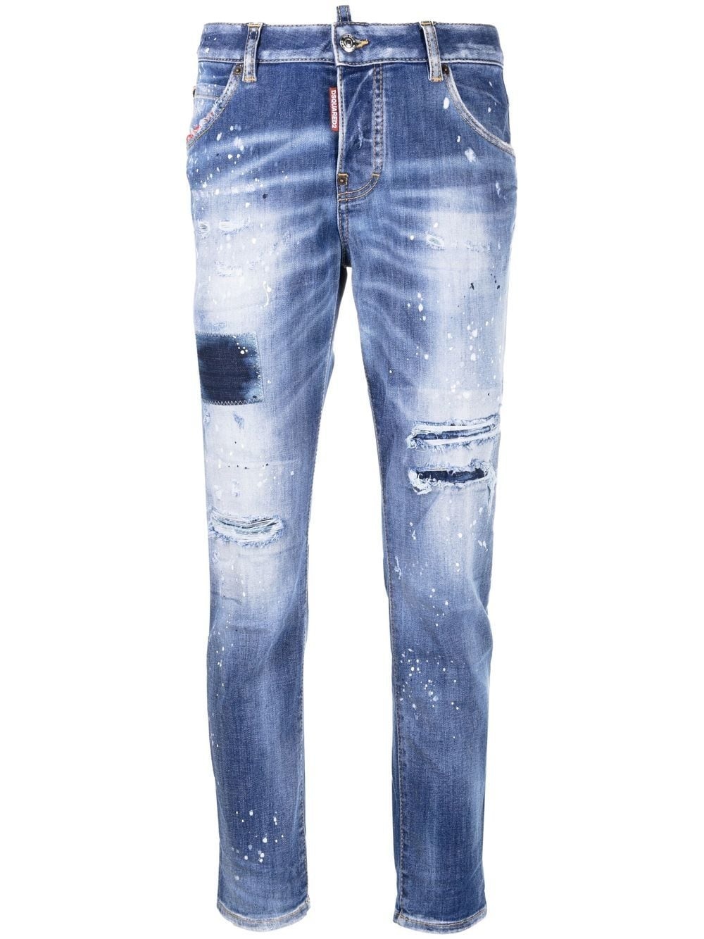 low-rise distressed cropped jeans - 1