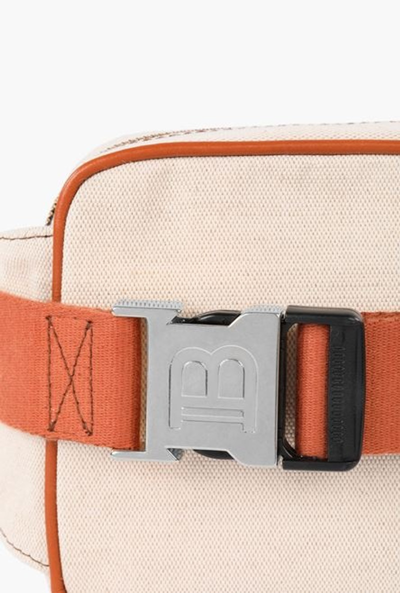 Ecru canvas B-Army 20 belt bag with brown leather panels 7