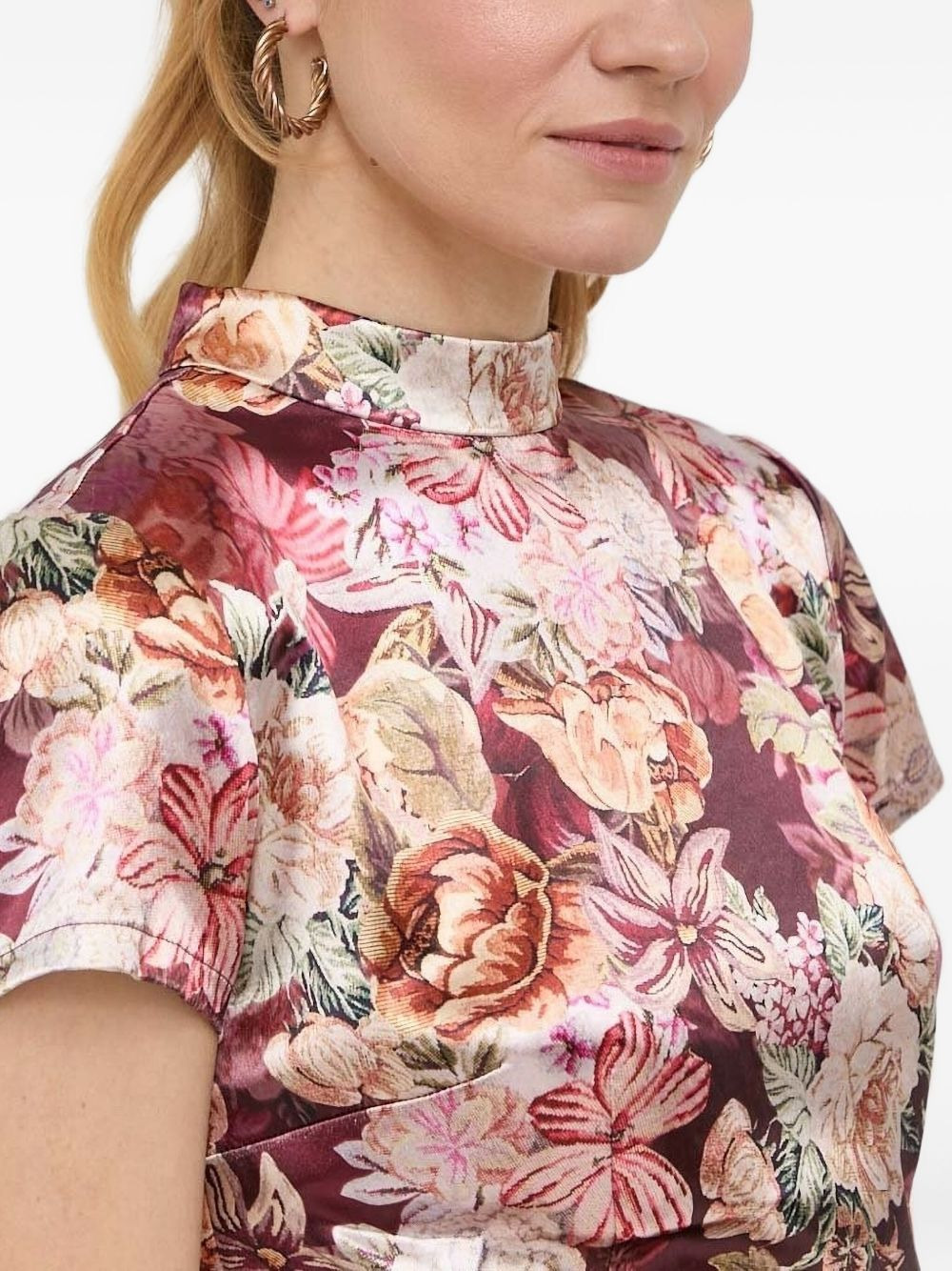 floral-print turtleneck mini cocktail dress - 3