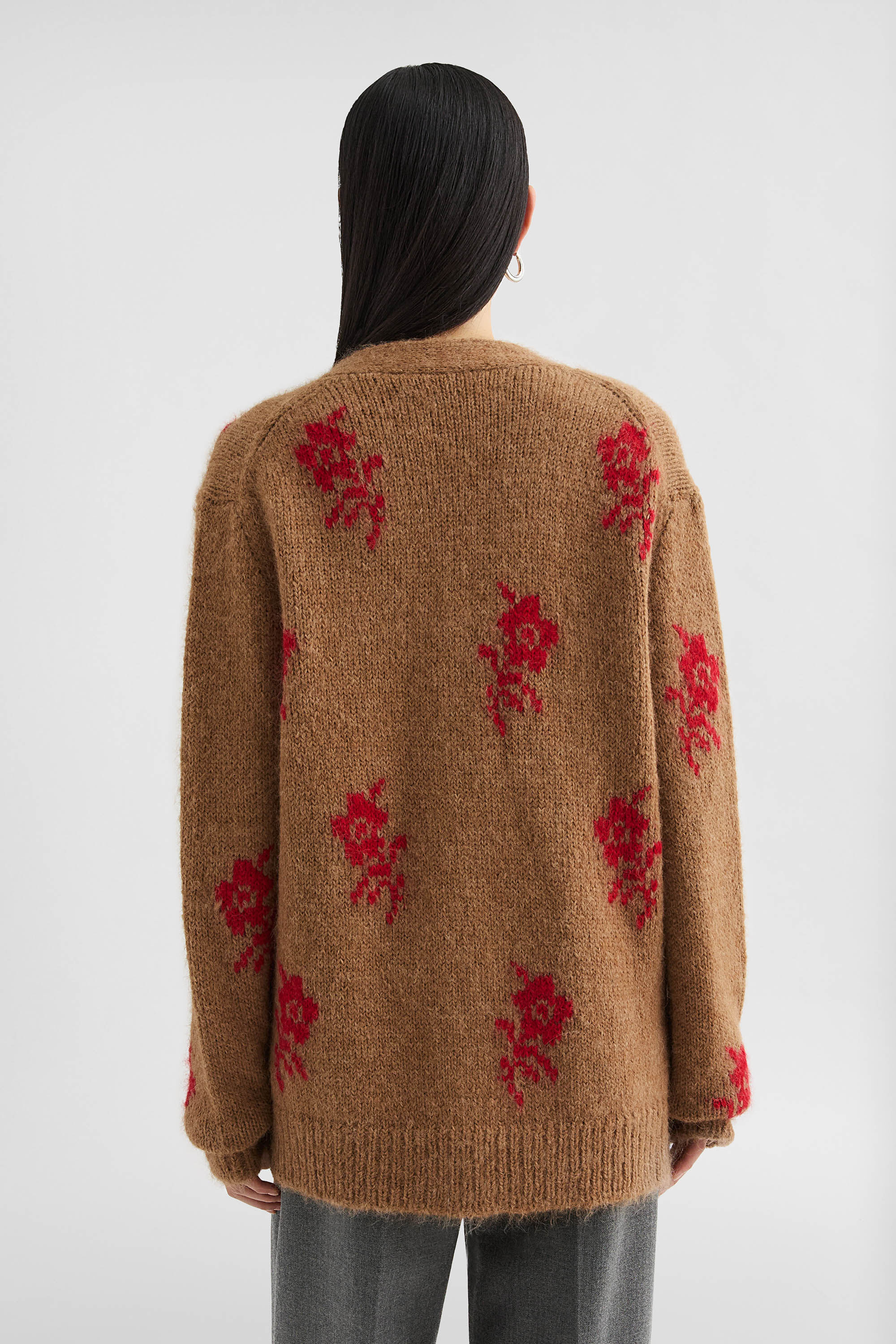 Wool Blend V-Neck Cardigan - 2