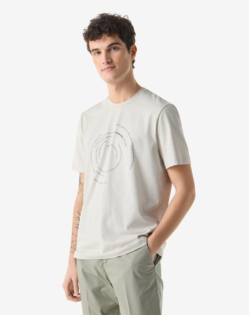 CORNELIANI Grey crew neck jersey t-shirt with print outlook