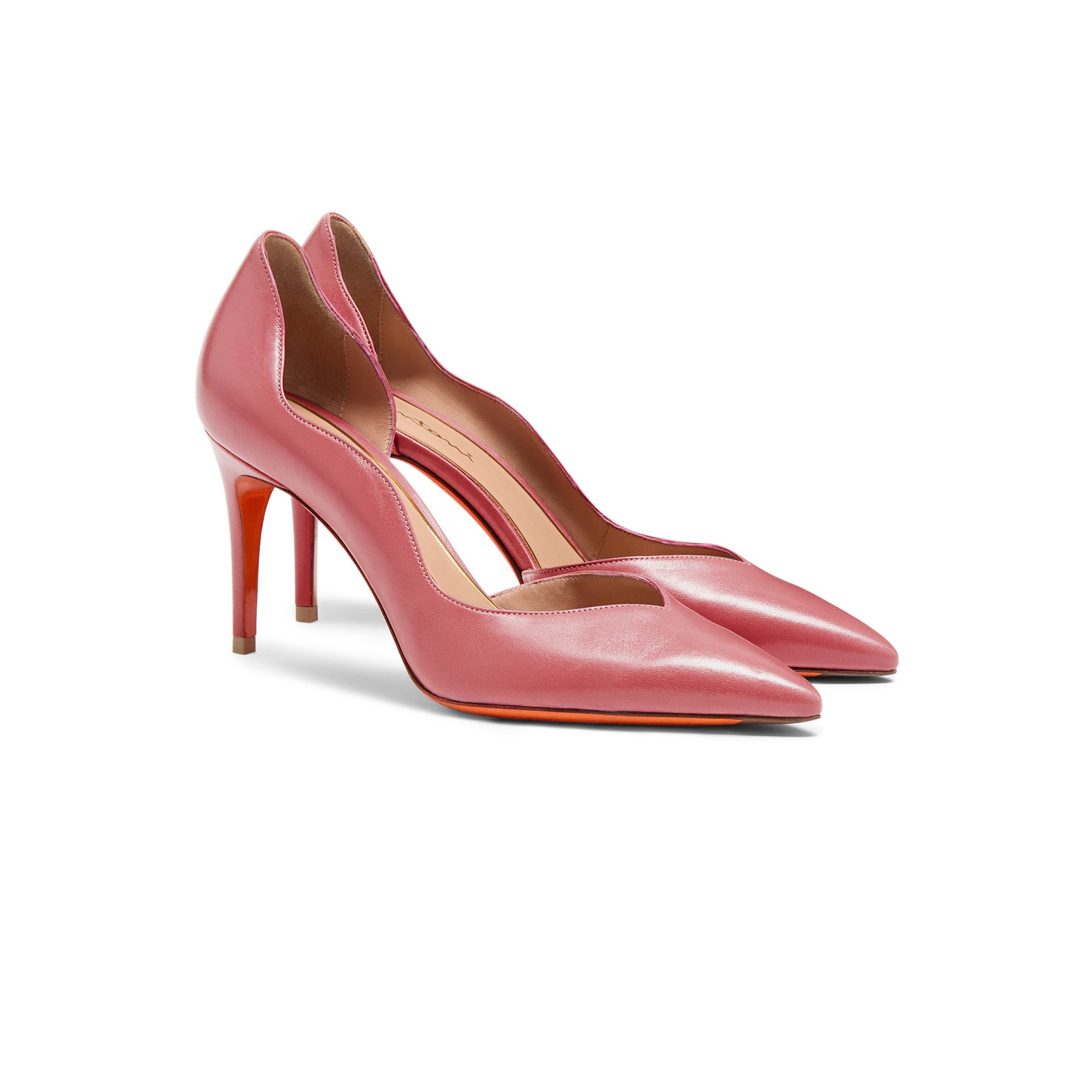Women's pink leather high-heel pump - 3