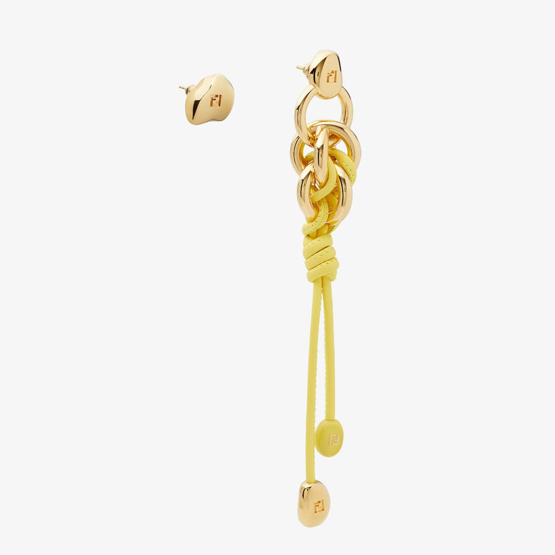 Fendi Candy Earrings Gold-colored metal and yellow leather earrings 1