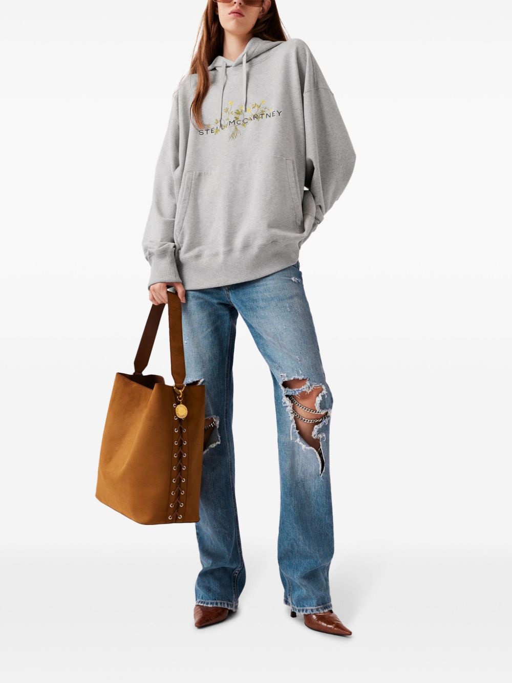 floral-embroidery hoodie - 2