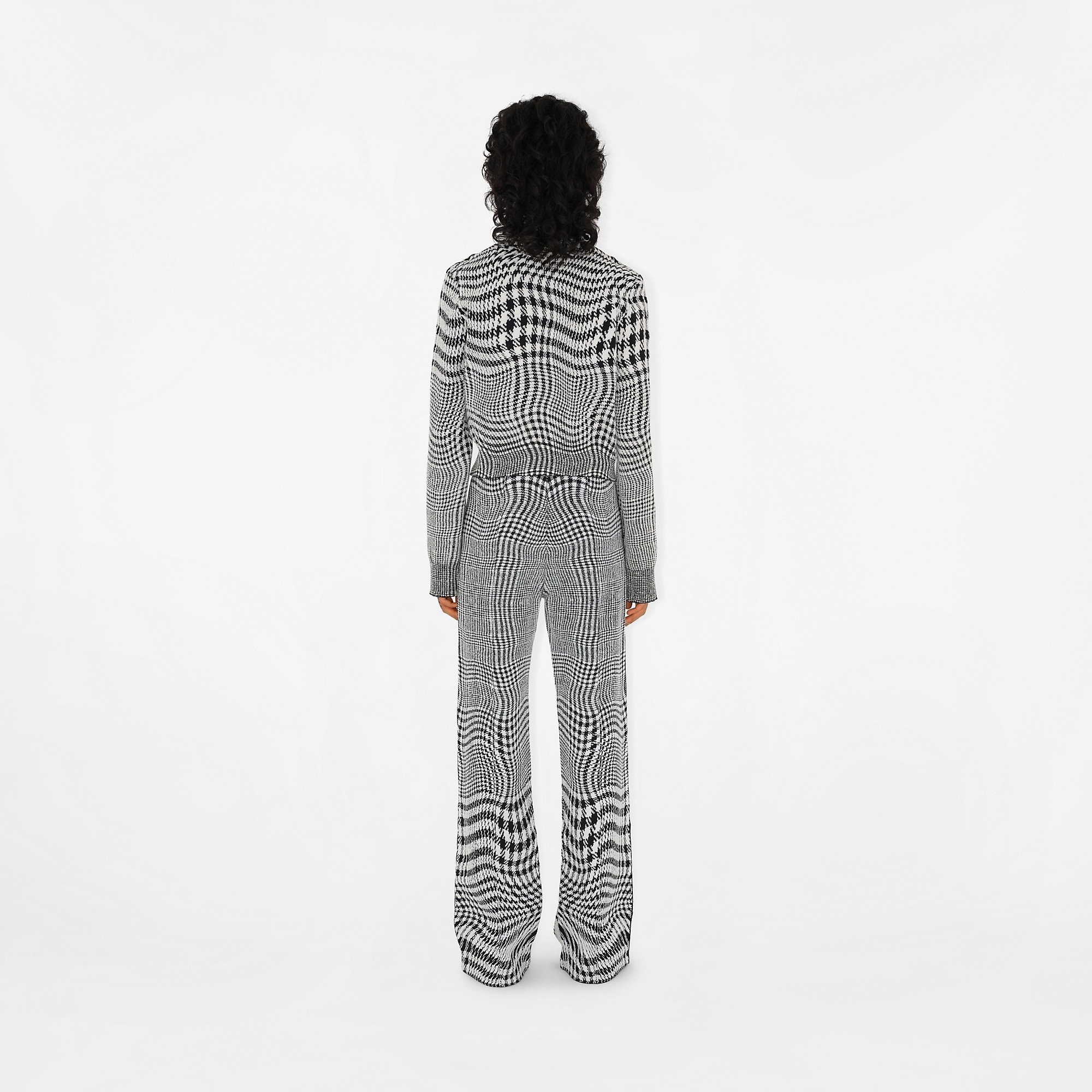 Warped Houndstooth Wool Blend Trousers - 4