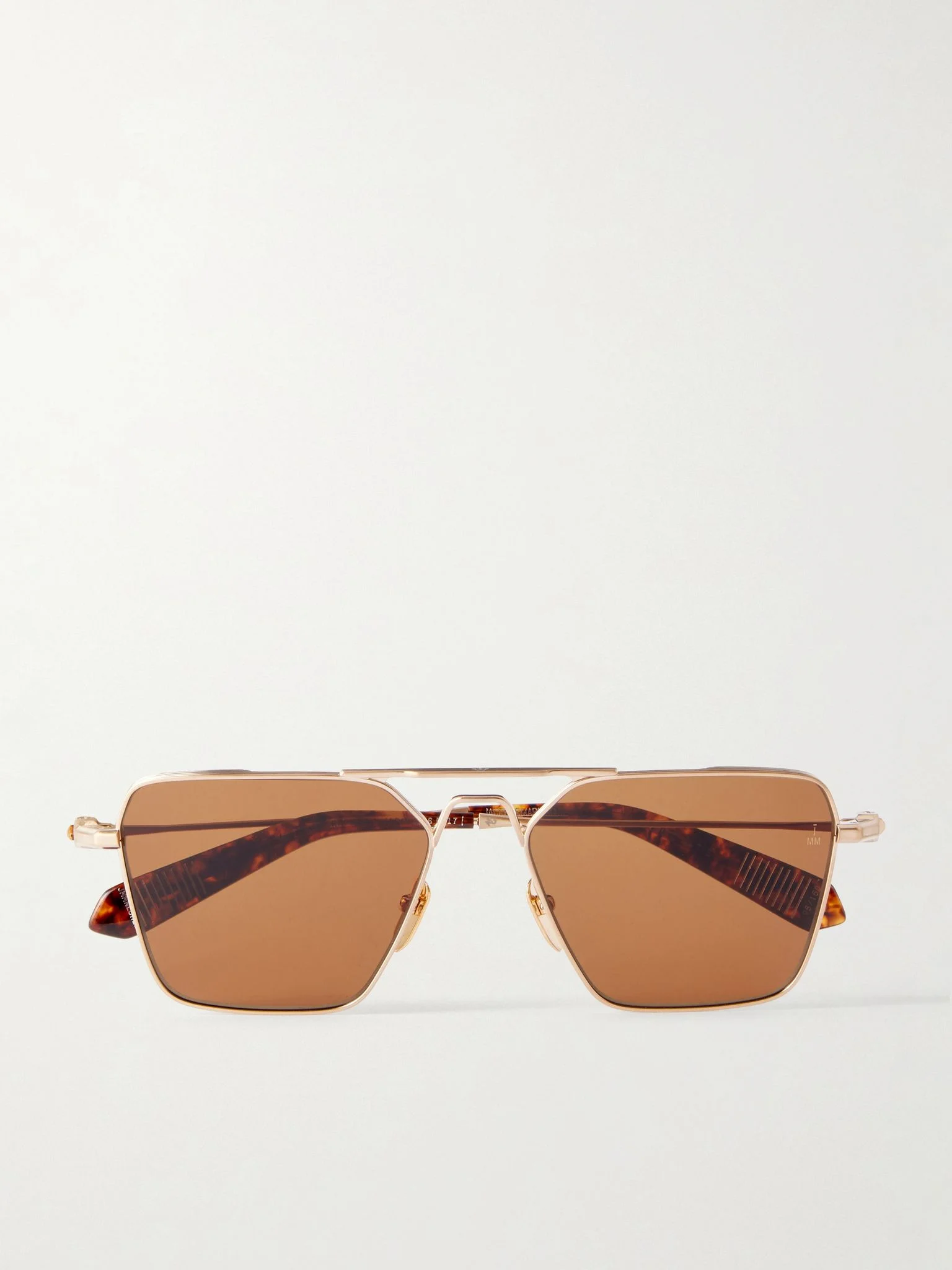+ Nick Fouquet Nellcôte Double-Bridge Aviator-Style Gold-Tone Metal Sunglasses Gold - 1