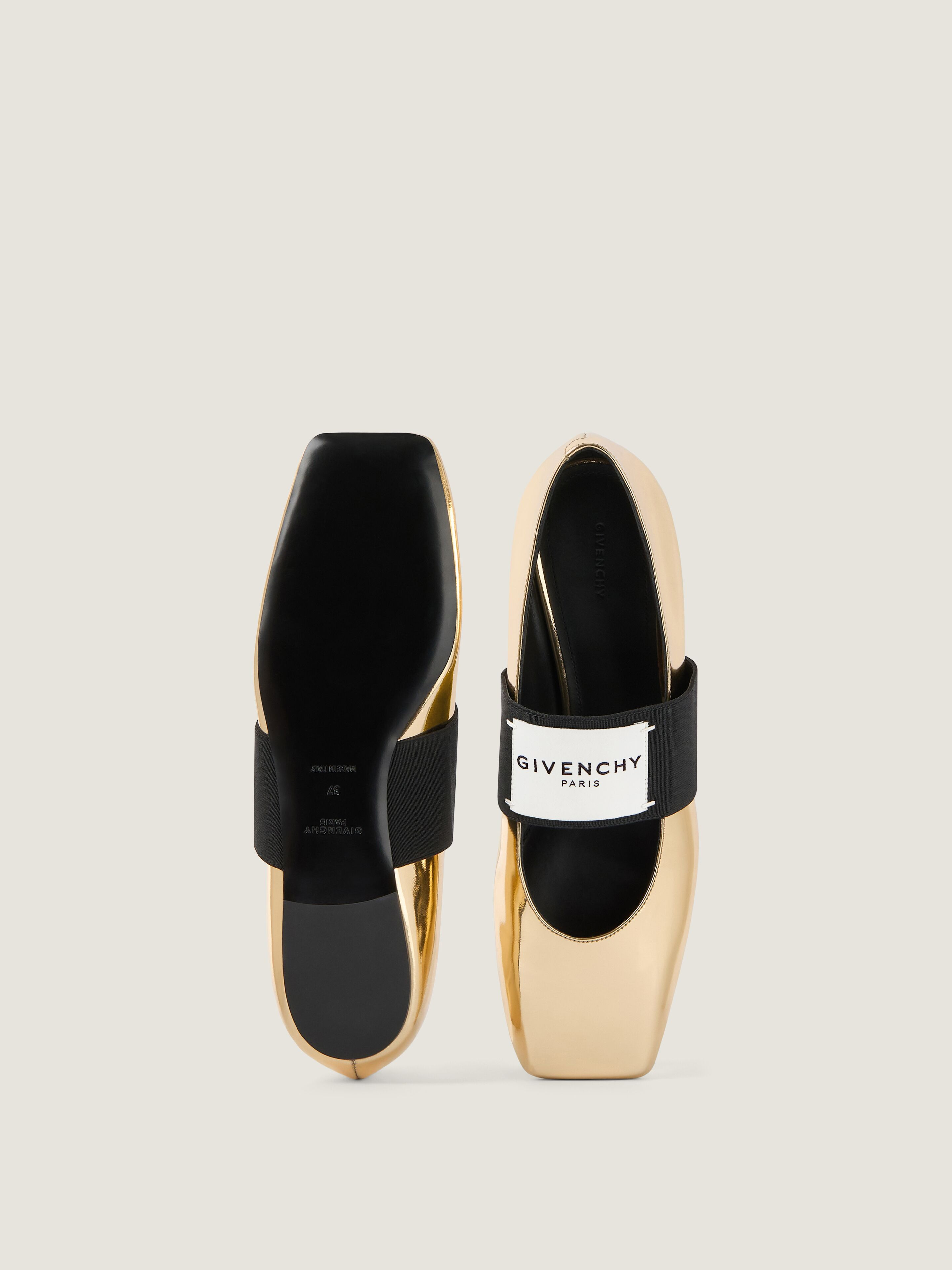 SLICED SQUARE BALLERINAS IN MIRROR EFFECT LEATHER - 4