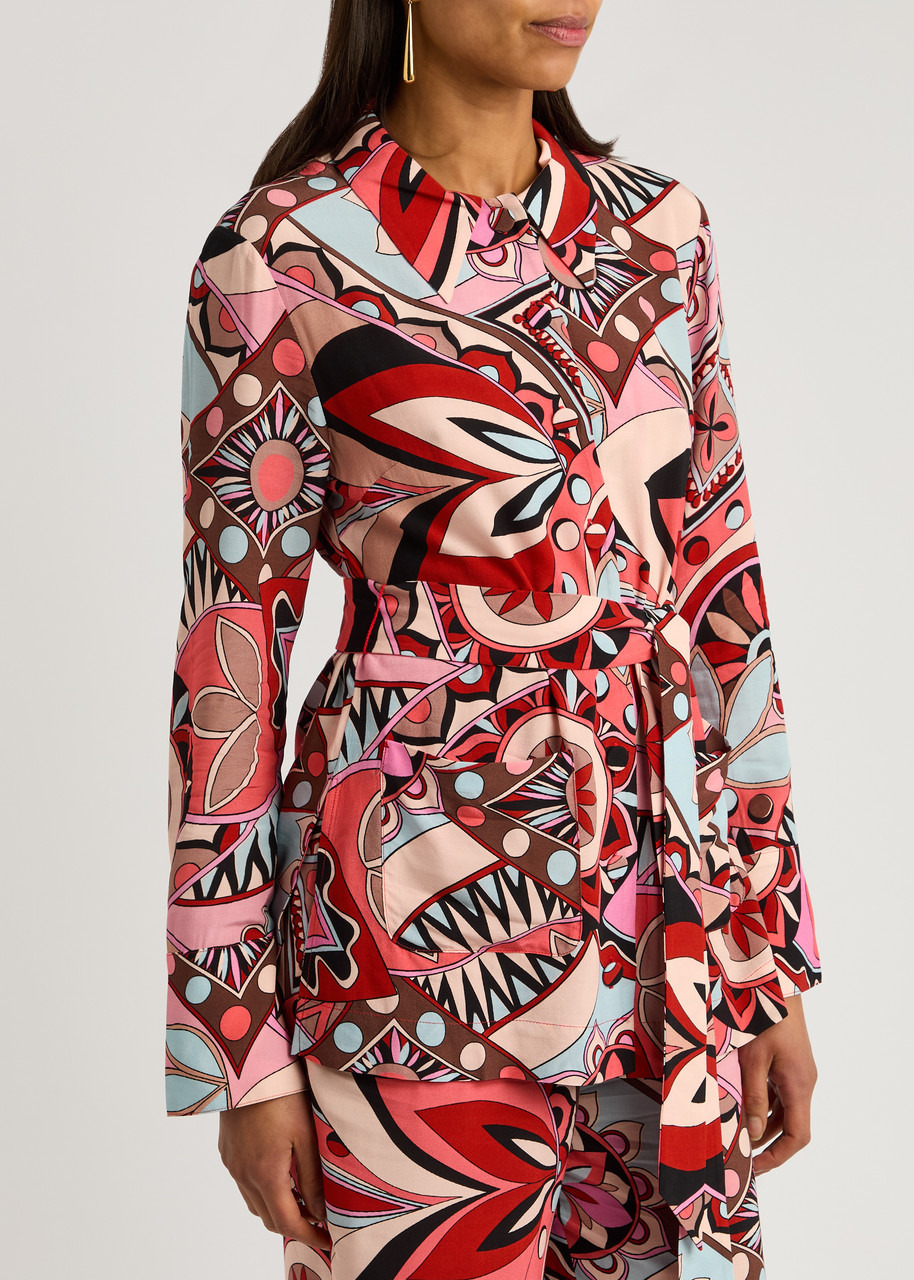Rixo Aurelio Printed Belted Crepe Shirt - 2